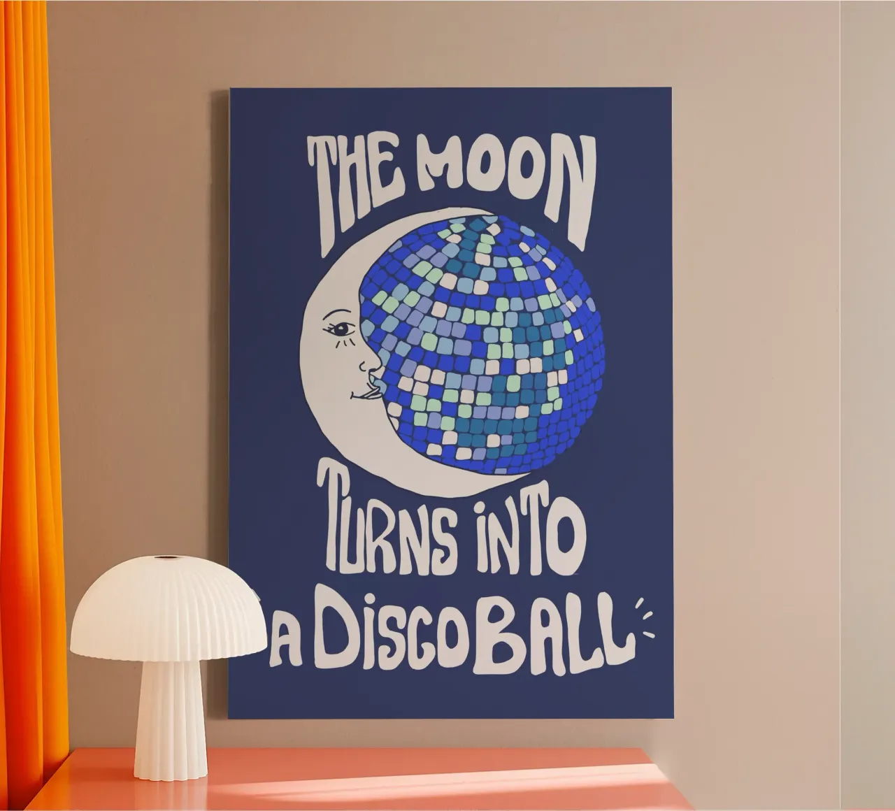 The Moon turns into a discoball tela con Cornice a cassetta da Happy Star Club