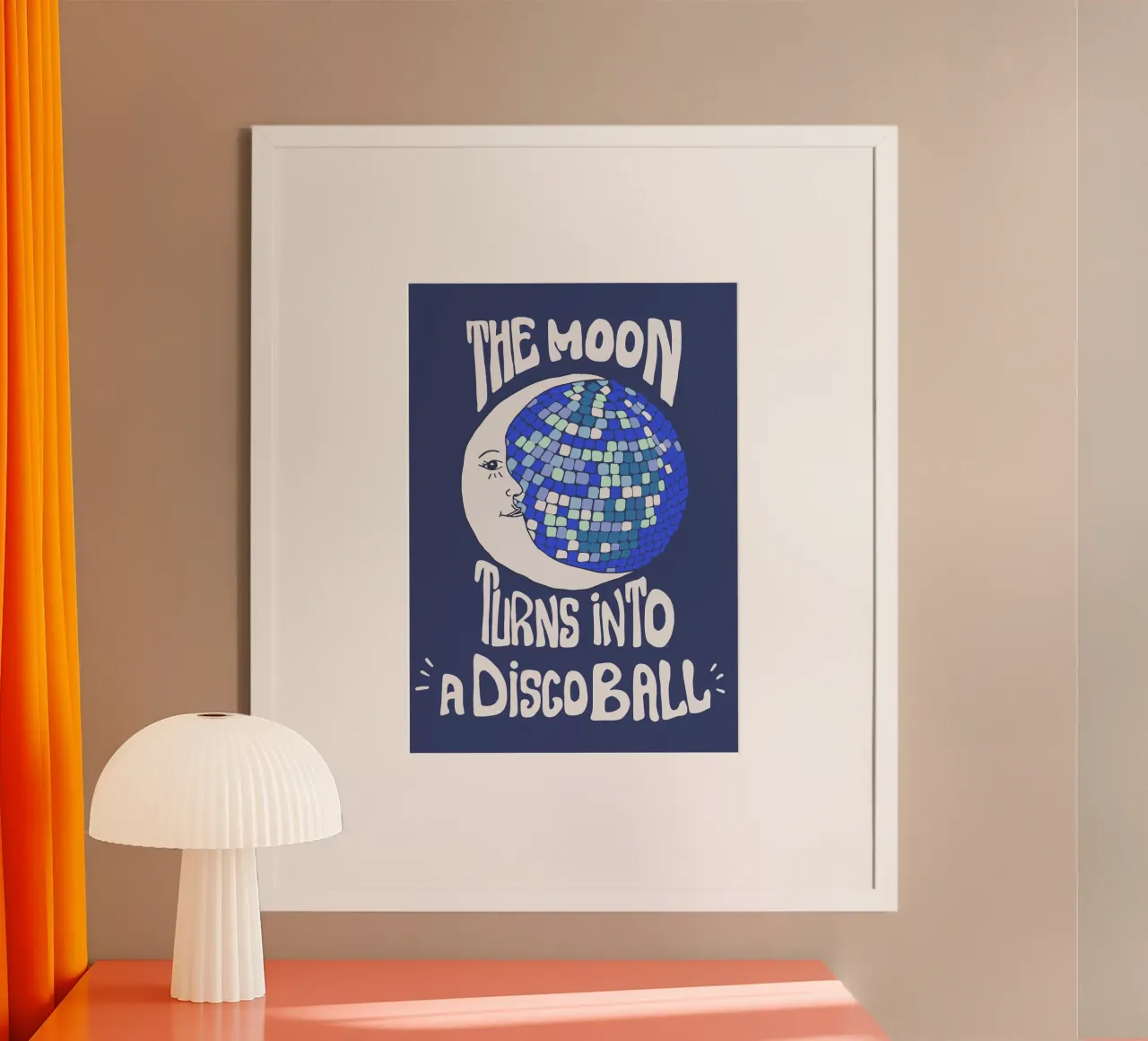 The Moon turns into a discoball carta hahnemühle da Happy Star Club