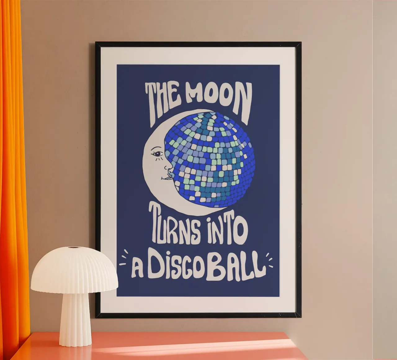 The Moon turns into a discoball carta hahnemühle da Happy Star Club