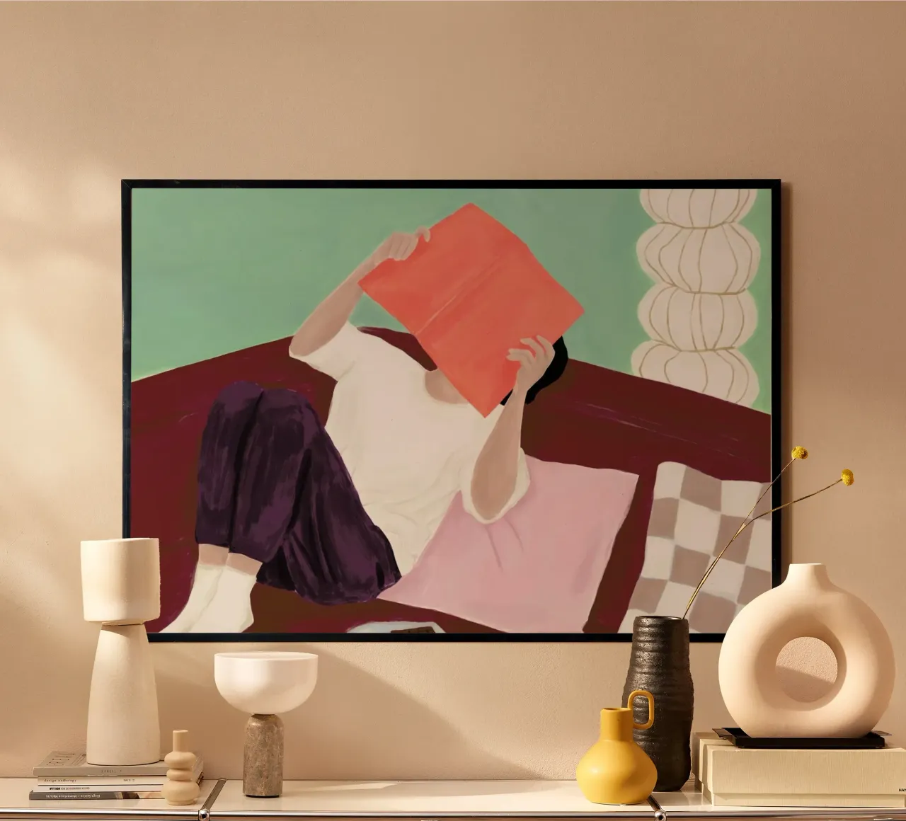 Slappe Av 03 poster con telaio in legno da Frauke Schyroki