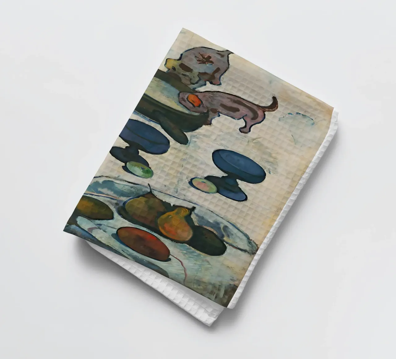 Stilleven met drie puppy's, Paul Gauguin theedoek van tokovictory