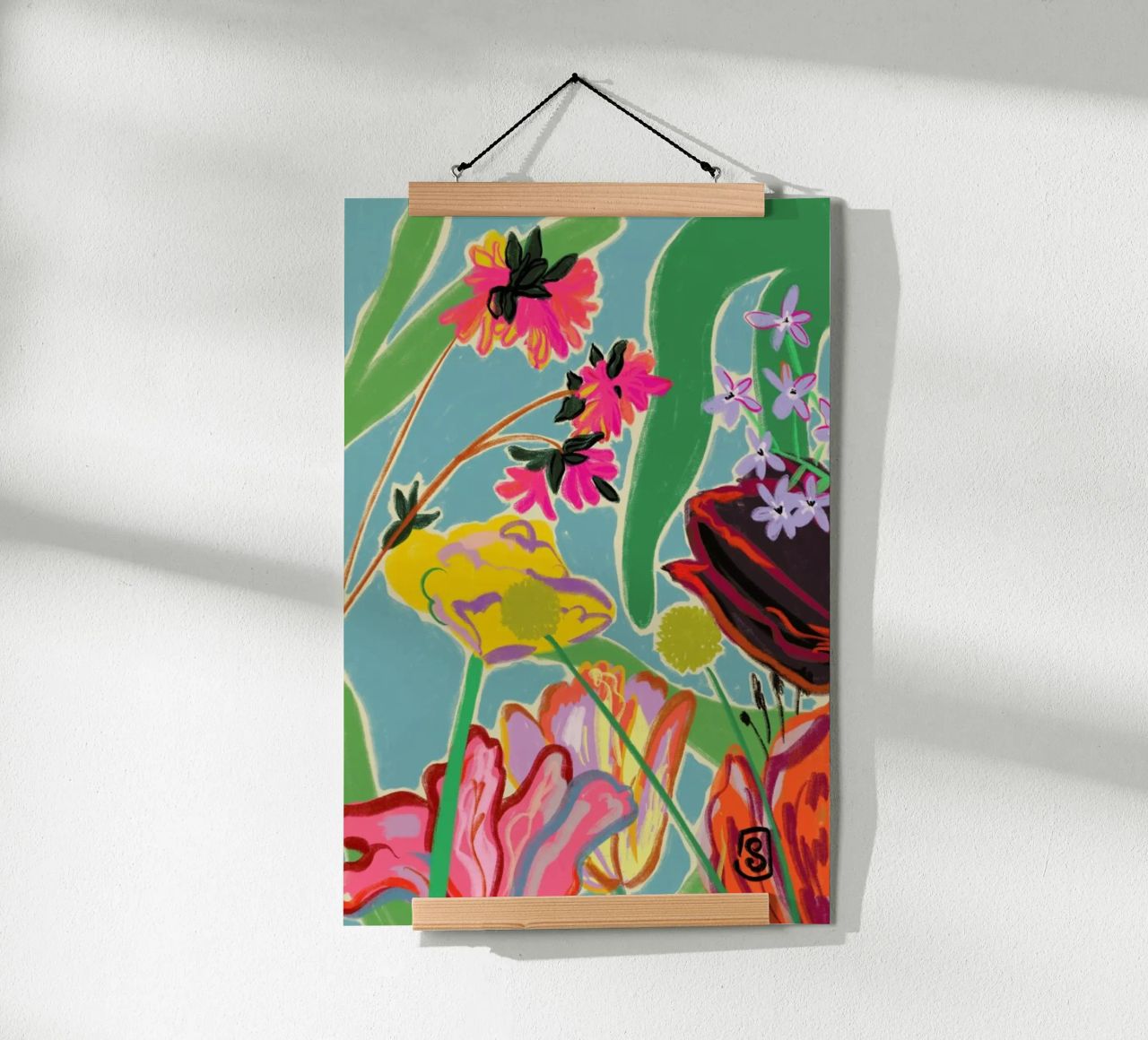 Colourful Flowers Meditation poster van Sandra Poliakov