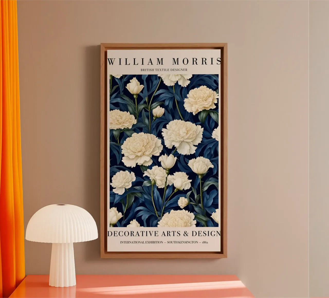 pfingstrose blume dekoratives element william morris Leinwand mit Schattenfugenrahmen von komo store