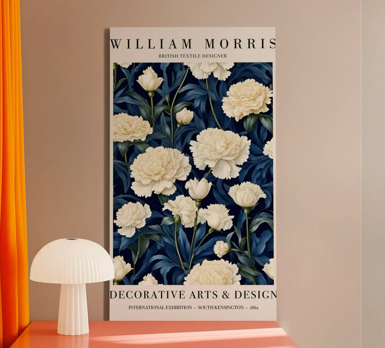 pfingstrose blume dekoratives element william morris Leinwand mit Schattenfugenrahmen von komo store