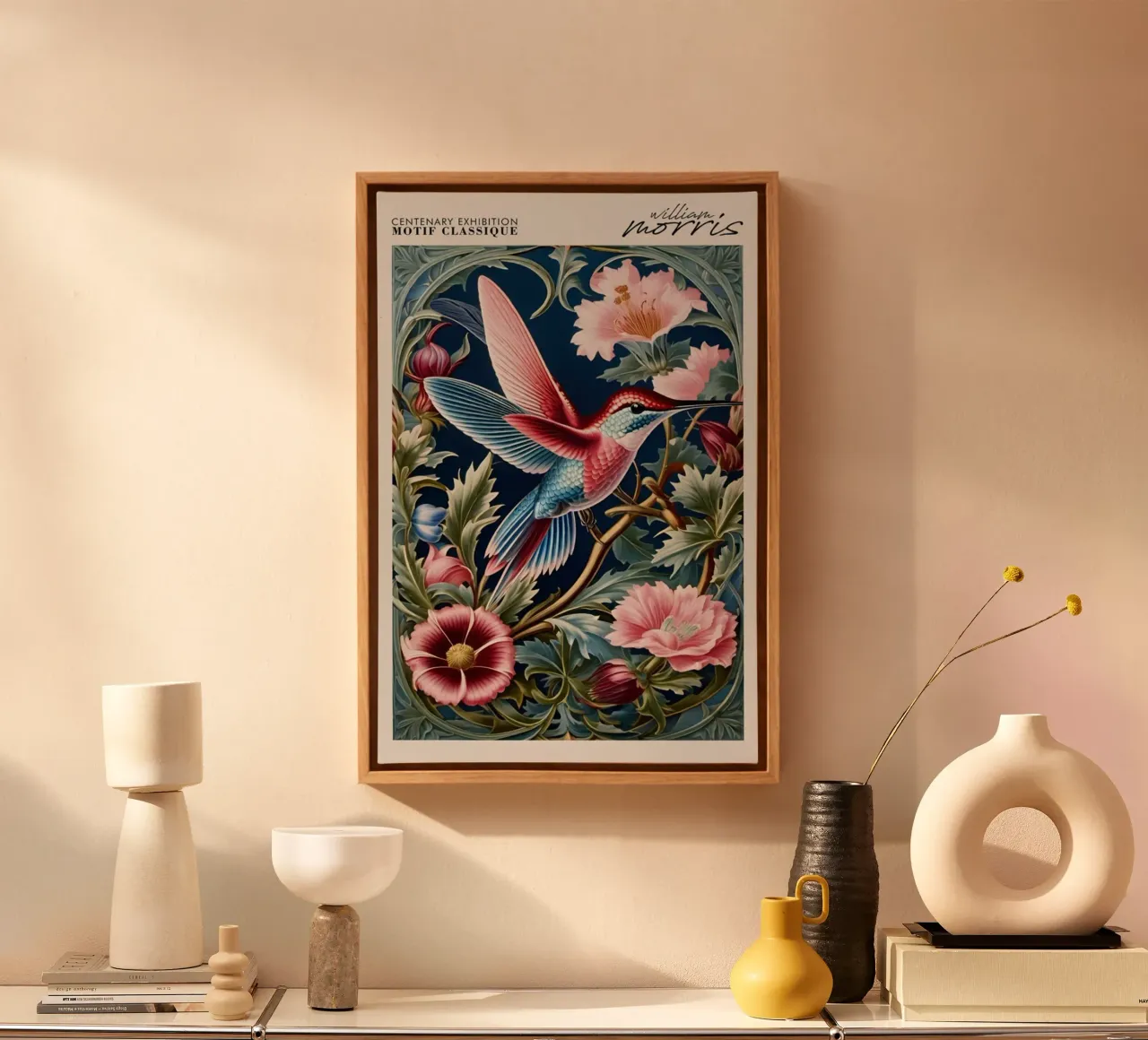 giardino dei colibrì fogliame william morris tela con Cornice a cassetta da komo store