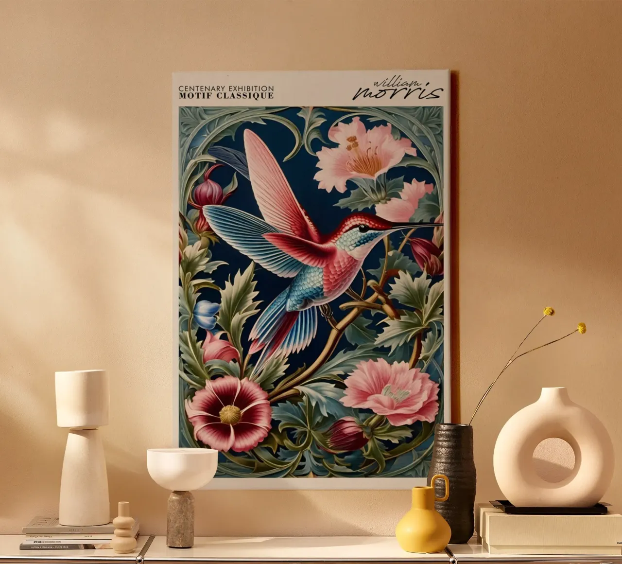 giardino dei colibrì fogliame william morris tela con Cornice a cassetta da komo store