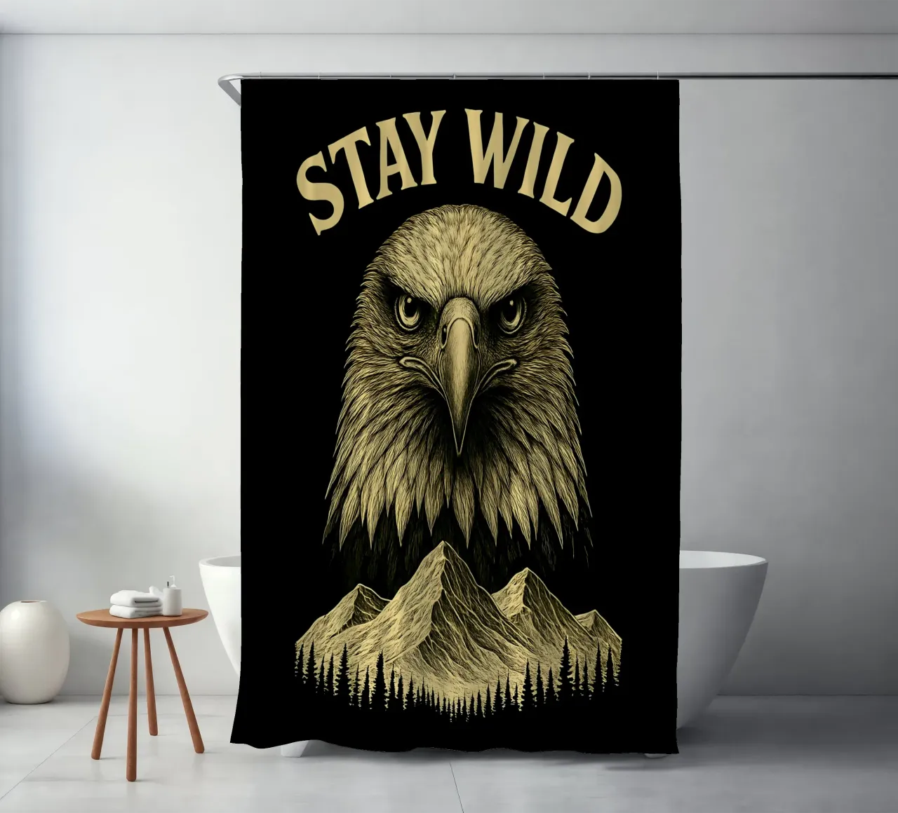 Blijf Wild - Restez Sauvage - Aigle Majestueux douchegordijn van LM2KONE