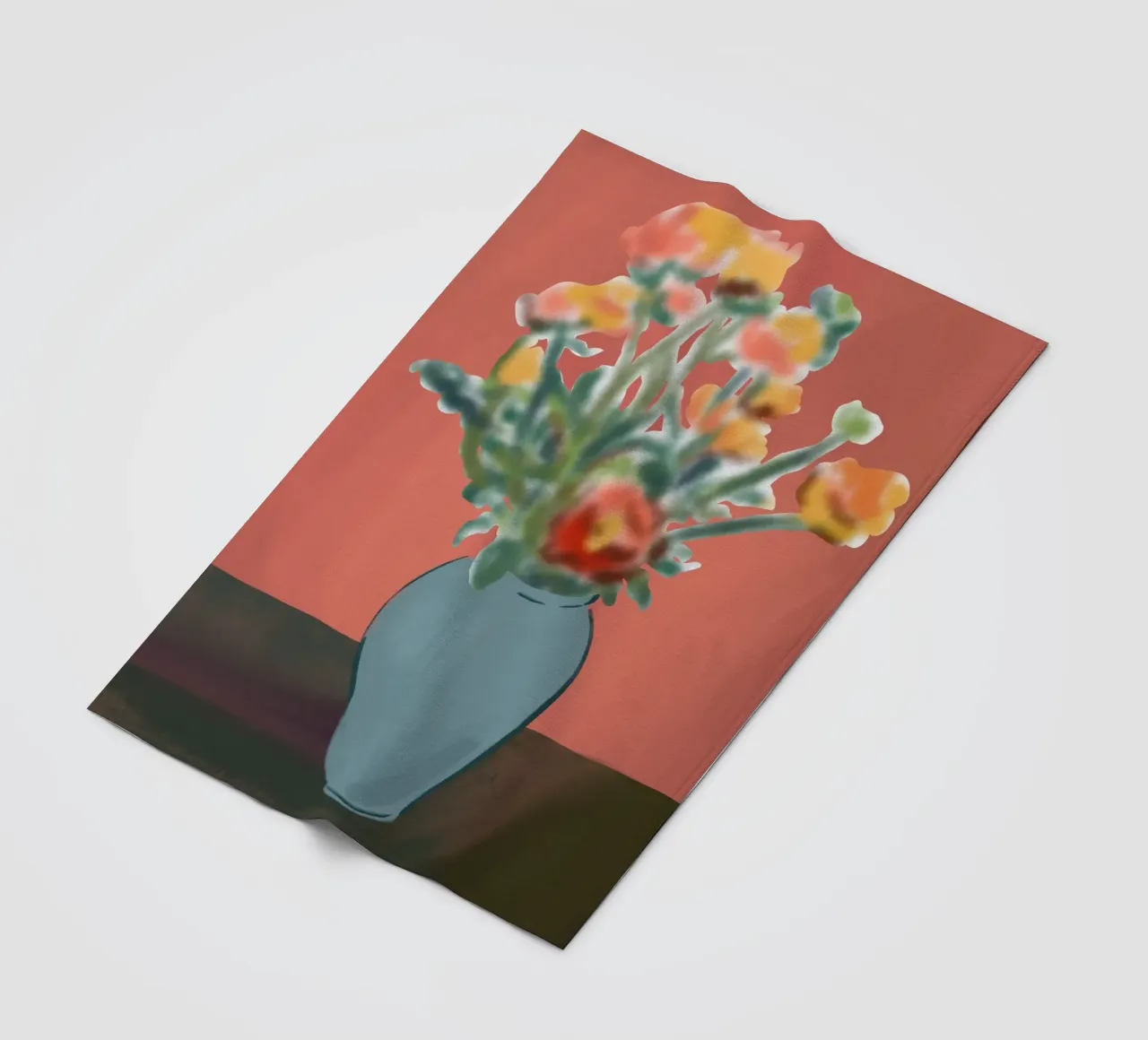 Vaso di fiori con sfondo rosa coperta in pile da Little Dean