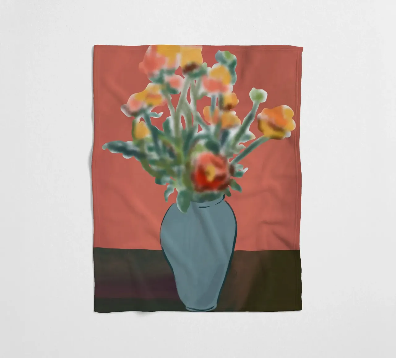 Vaso di fiori con sfondo rosa coperta in pile da Little Dean