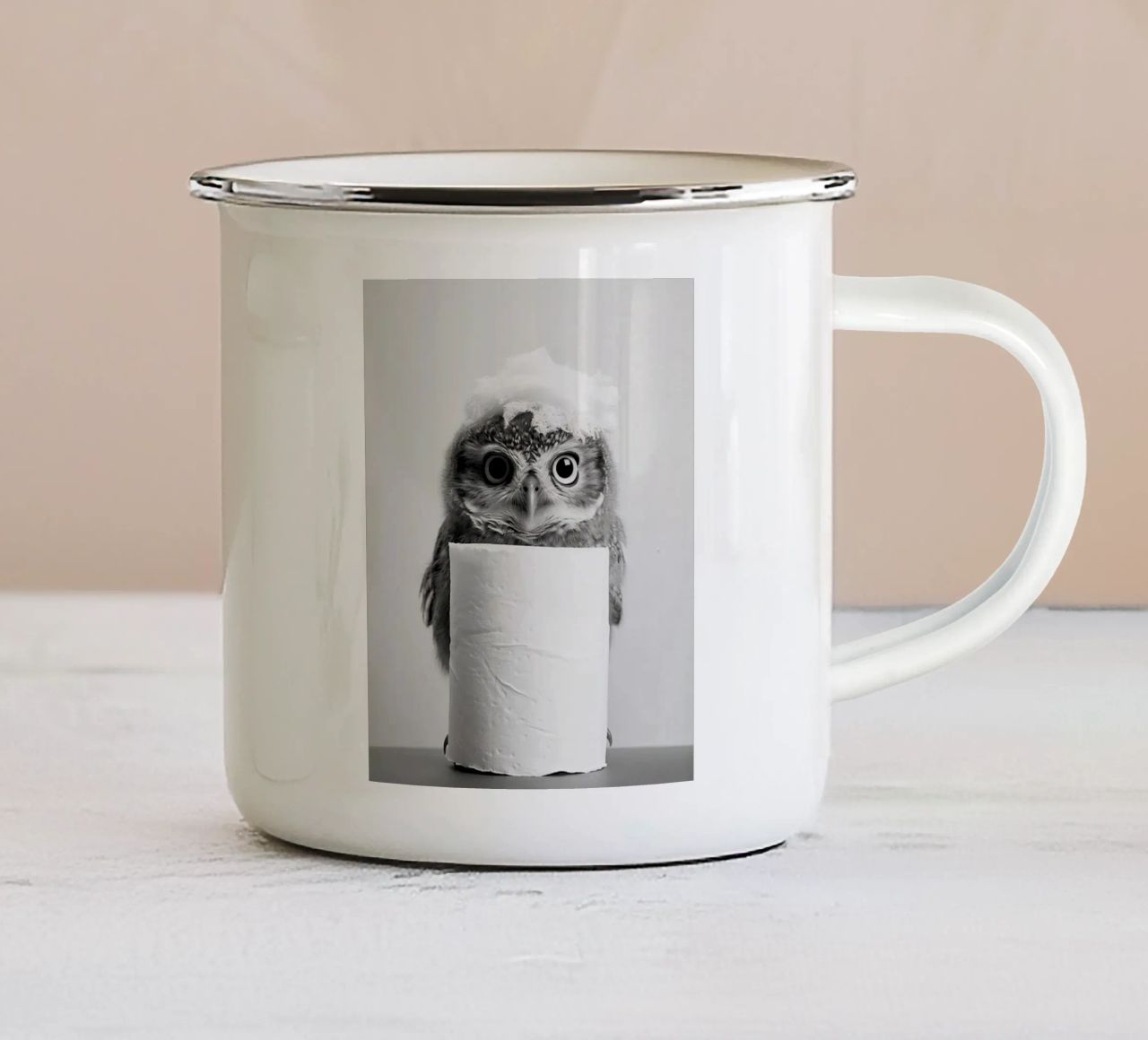 Gufo tazza in smalto da animals_studio