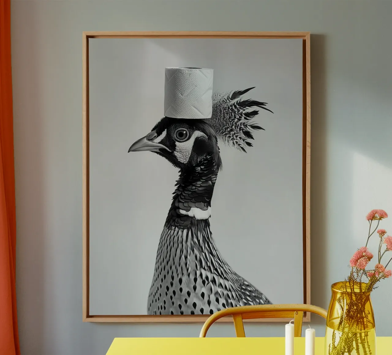 Pheasant canvas with Floater frame by animals_studio