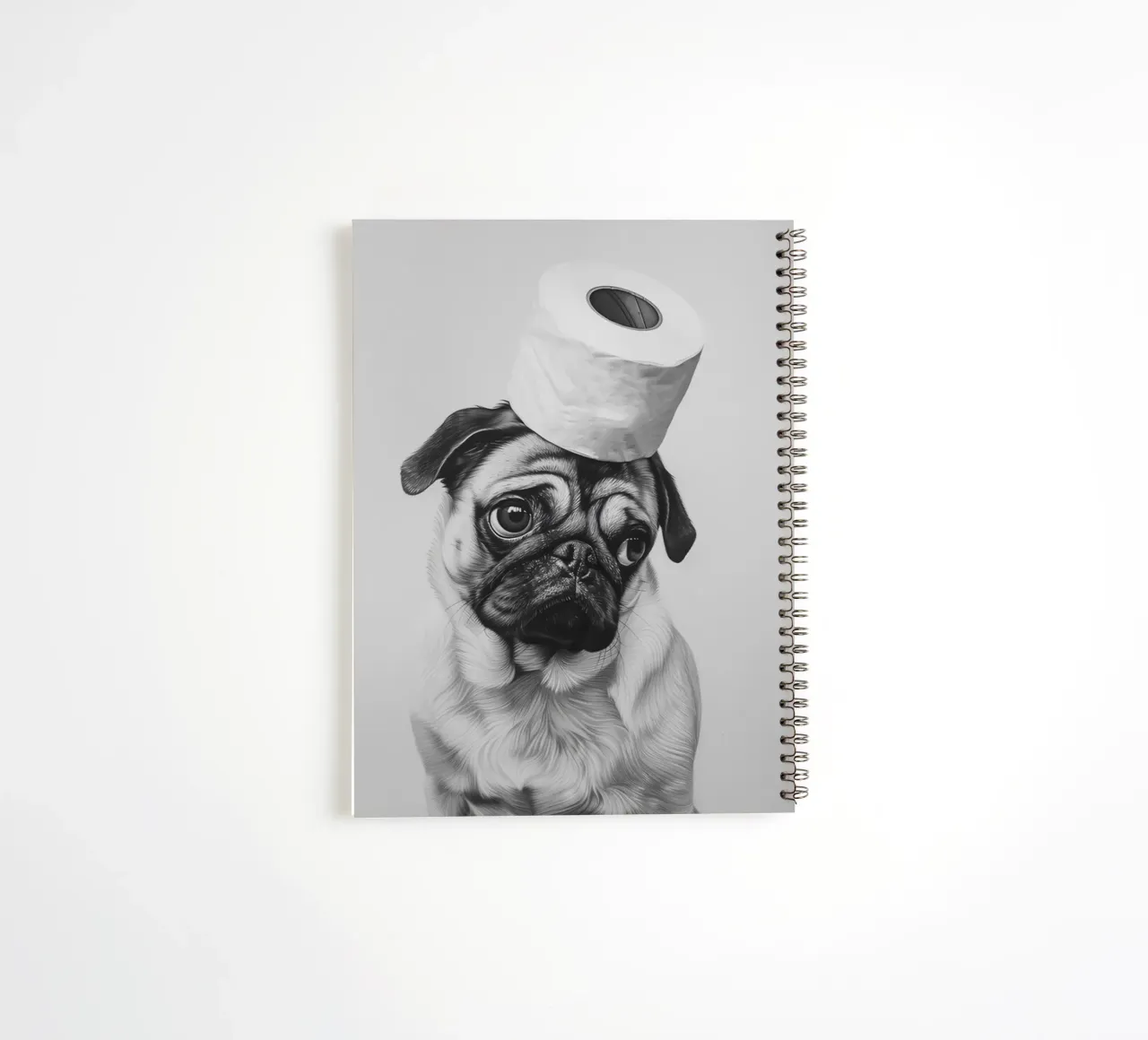 Pug Poster Bathroom spiral notebook by animals_studio
