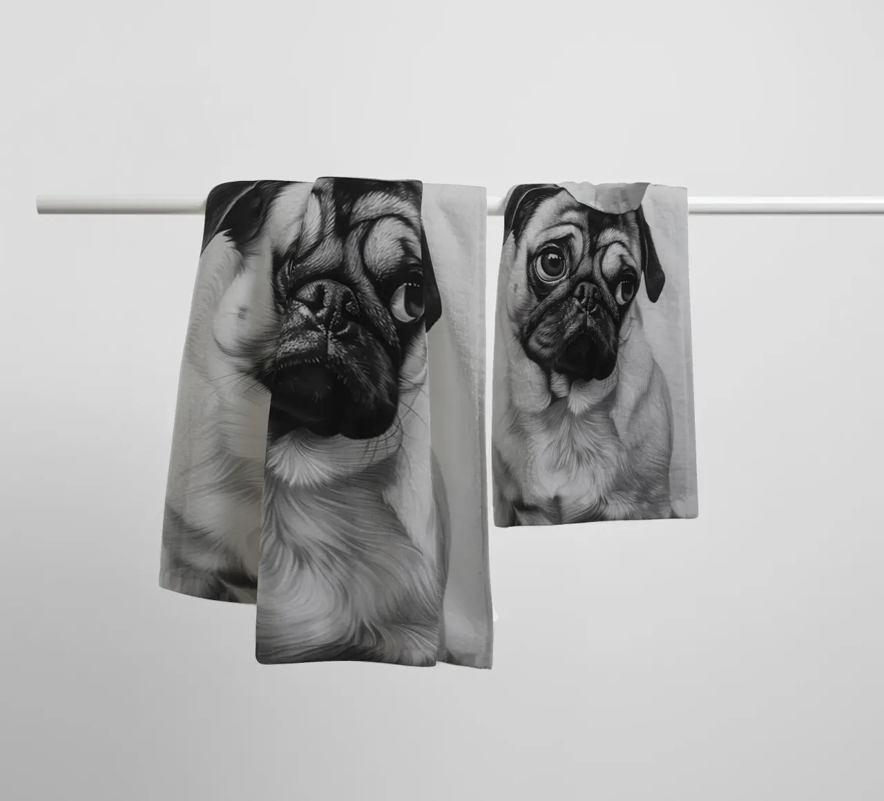 Poster per carlino per il bagno asciugamano da bagno da animals_studio