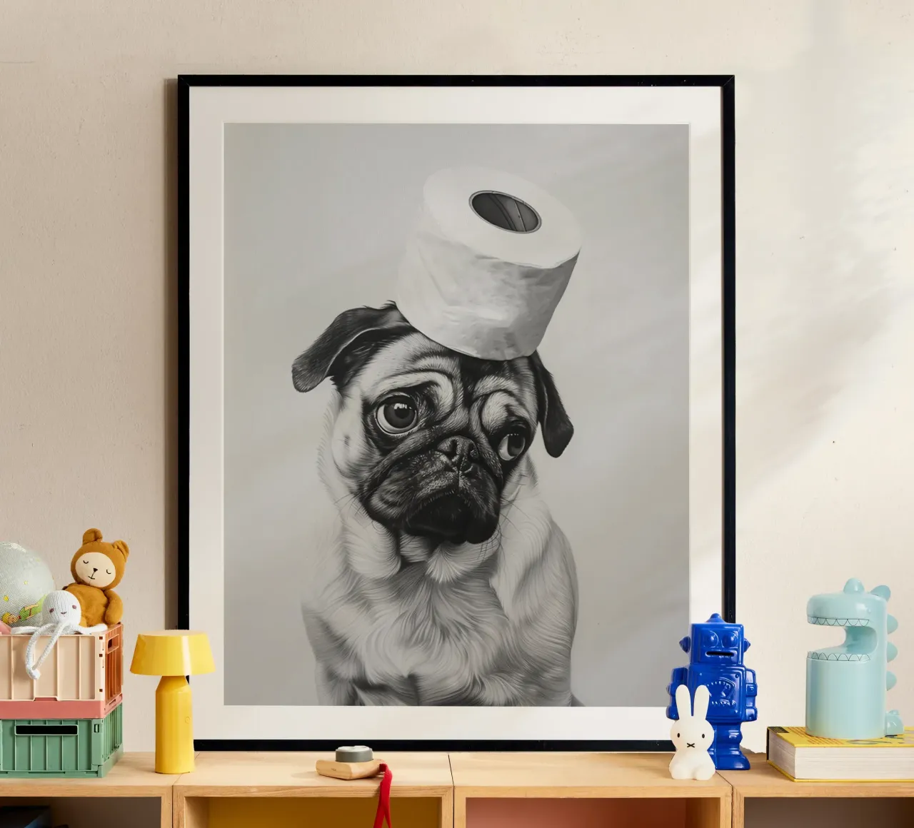 Poster per carlino per il bagno poster con telaio in plastica da animals_studio