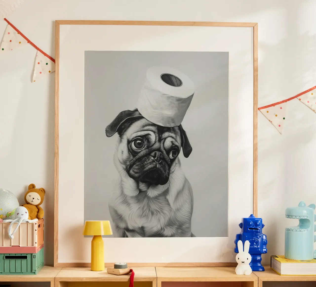 Poster per carlino per il bagno poster con telaio in plastica da animals_studio