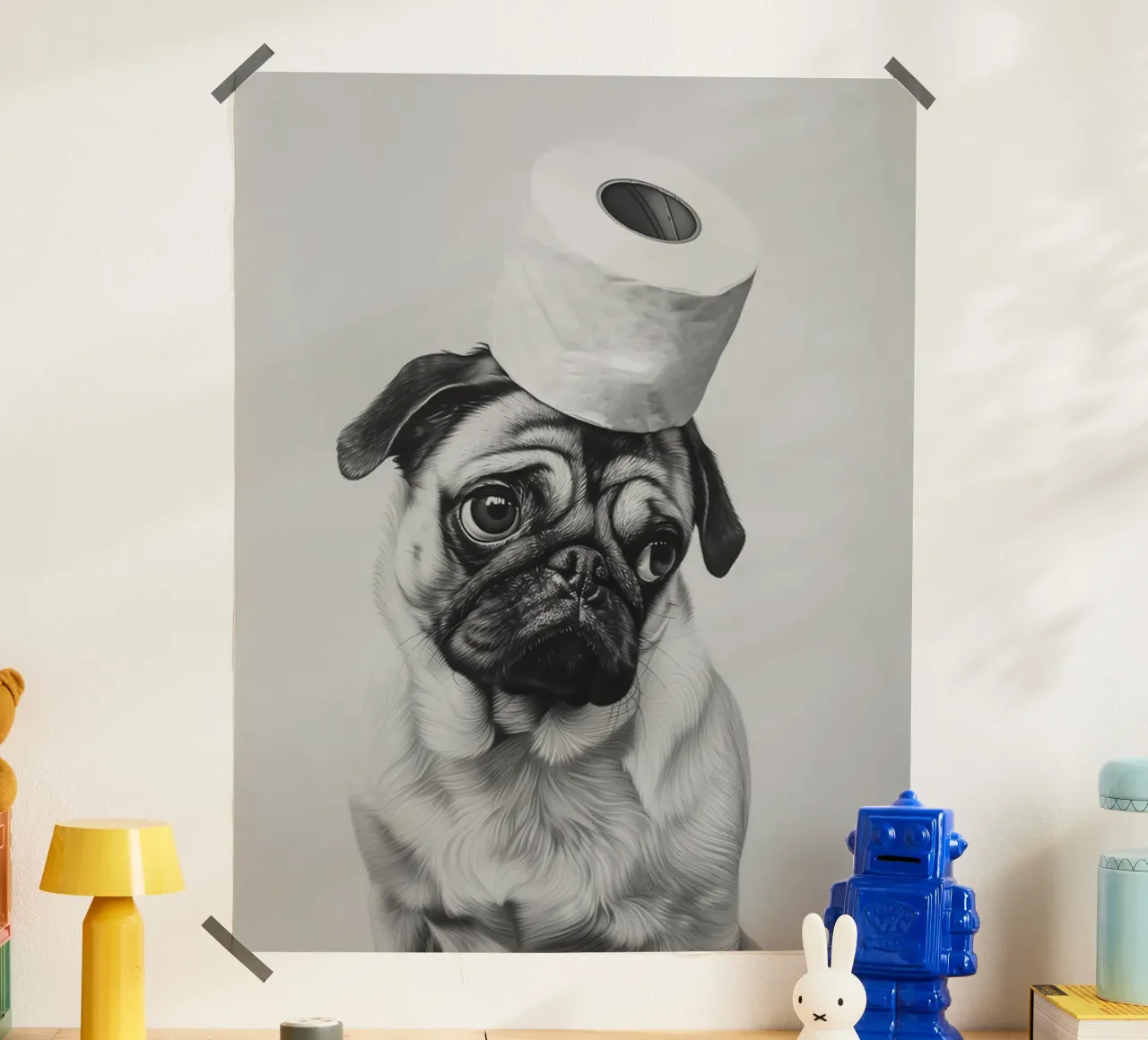 Poster per carlino per il bagno poster con telaio in plastica da animals_studio
