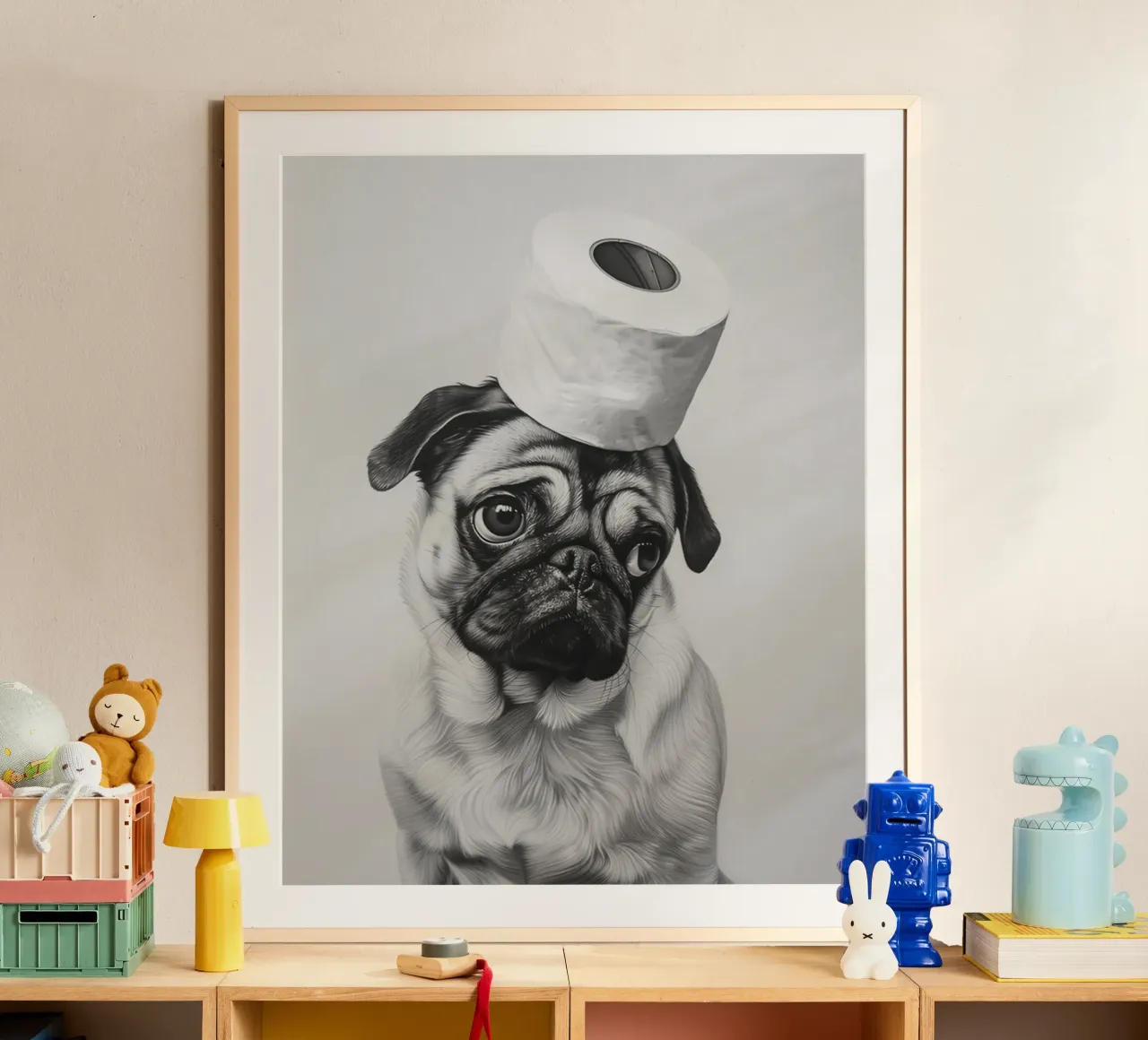 Poster per carlino per il bagno poster con telaio in plastica da animals_studio