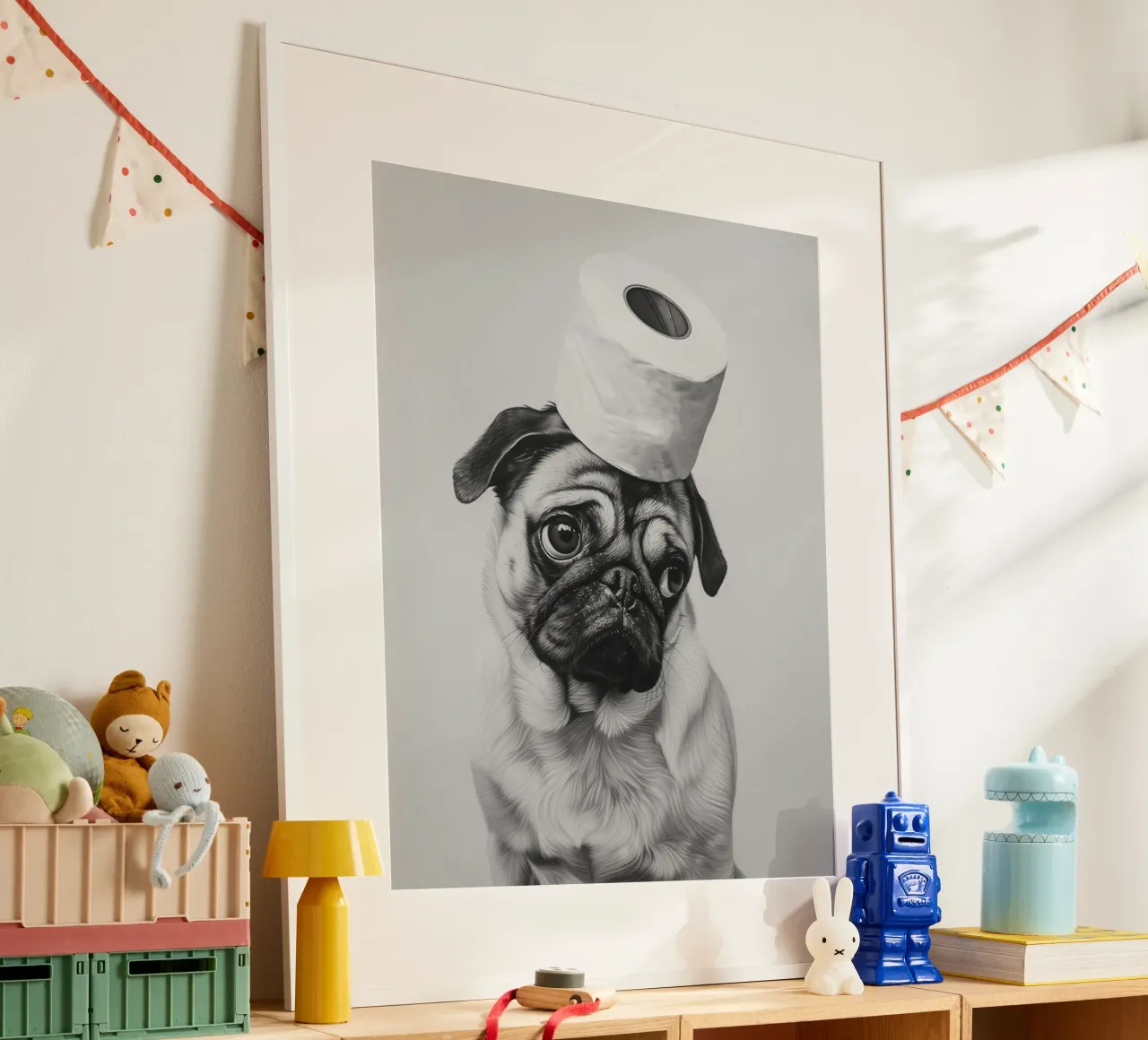 Poster per carlino per il bagno poster con telaio in plastica da animals_studio