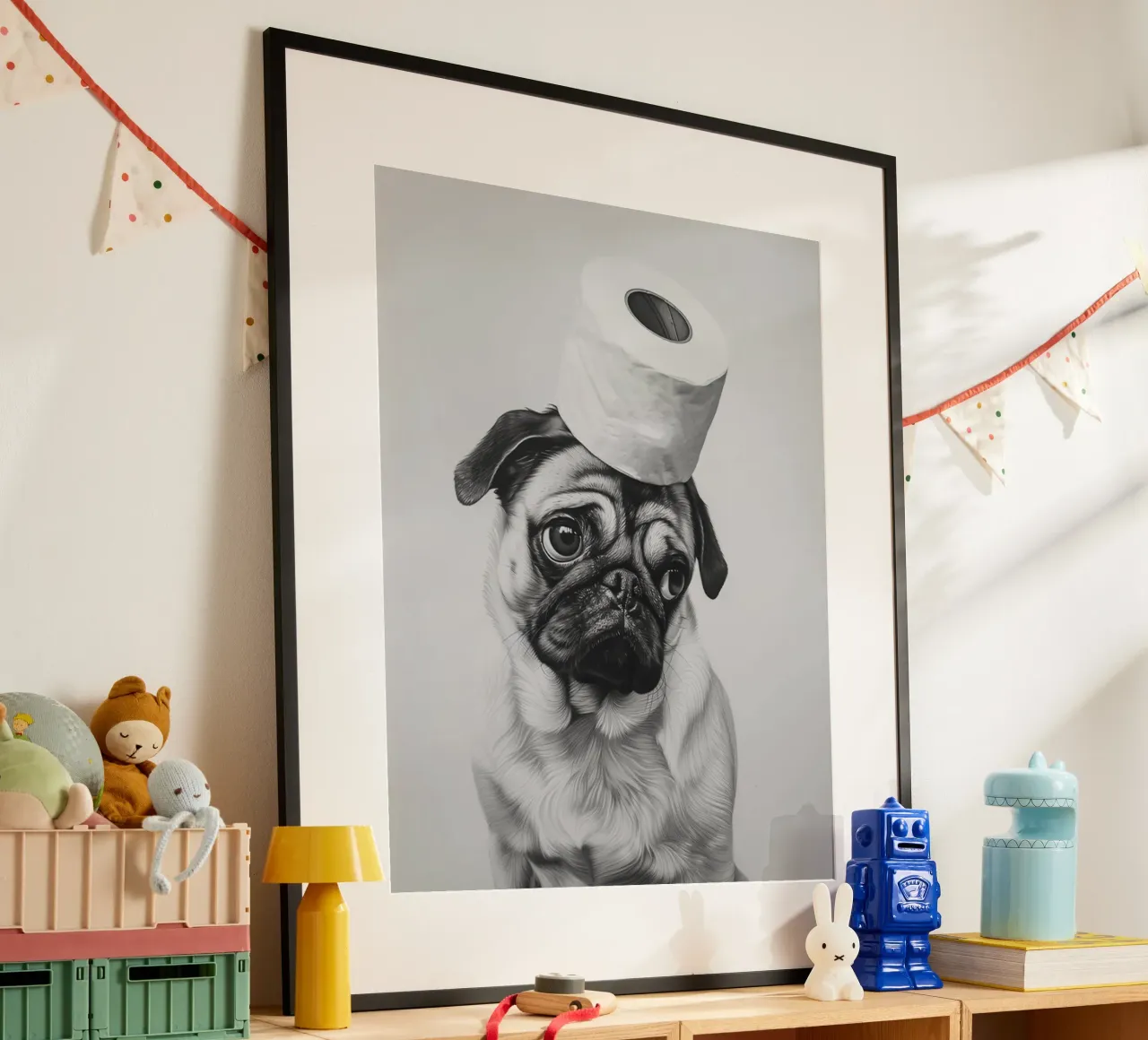 Poster per carlino per il bagno poster con telaio in plastica da animals_studio