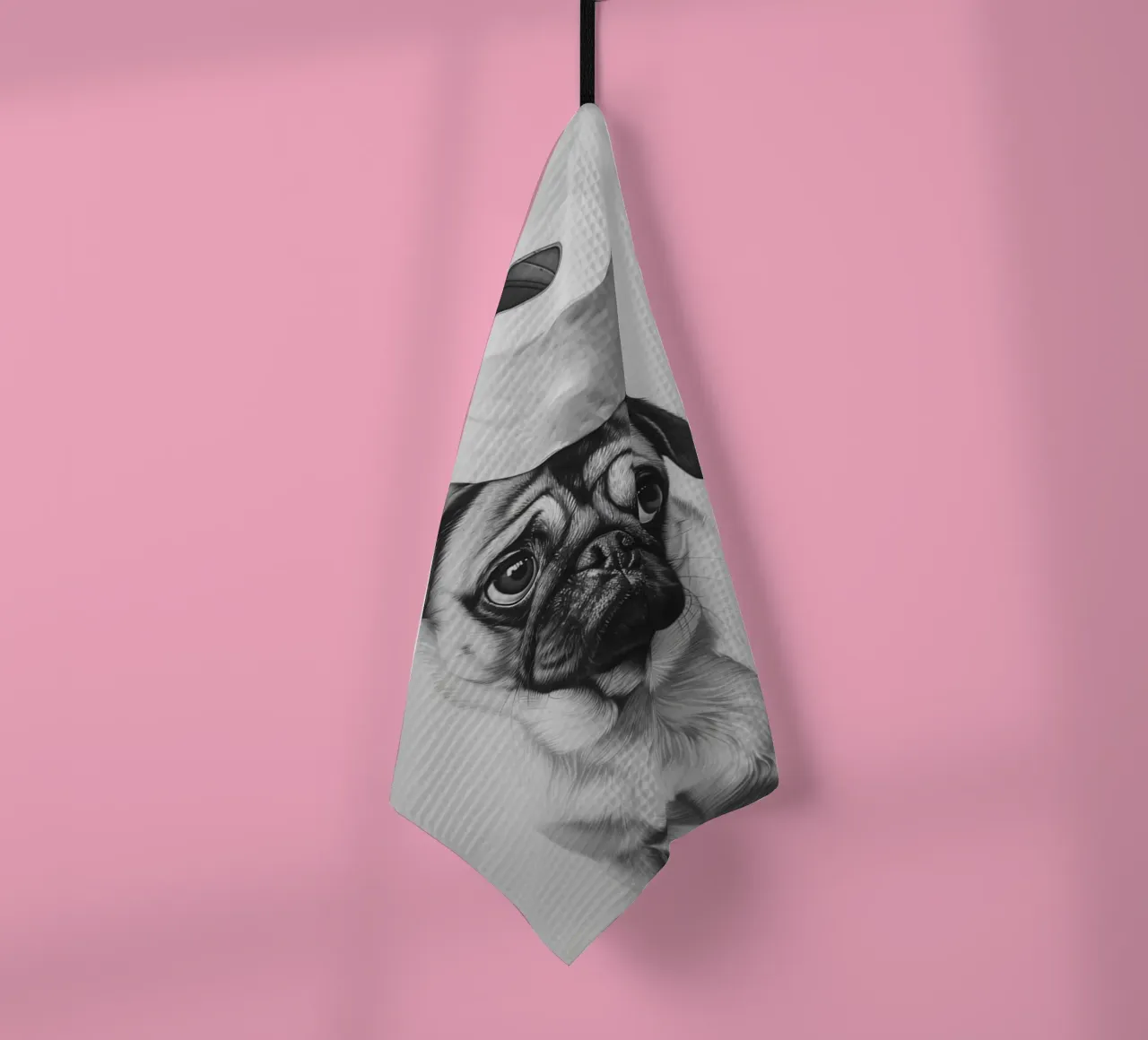 Poster per carlino per il bagno canovaccio da cucina da animals_studio