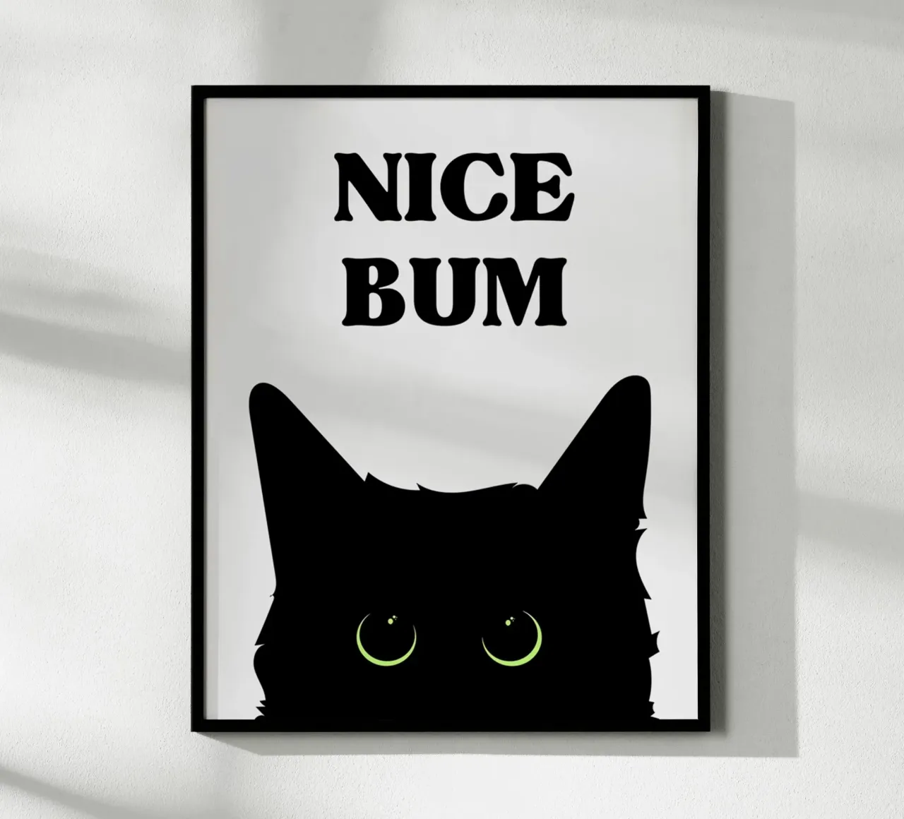 Gatto nero retrò poster con telaio in alluminio da animals_studio