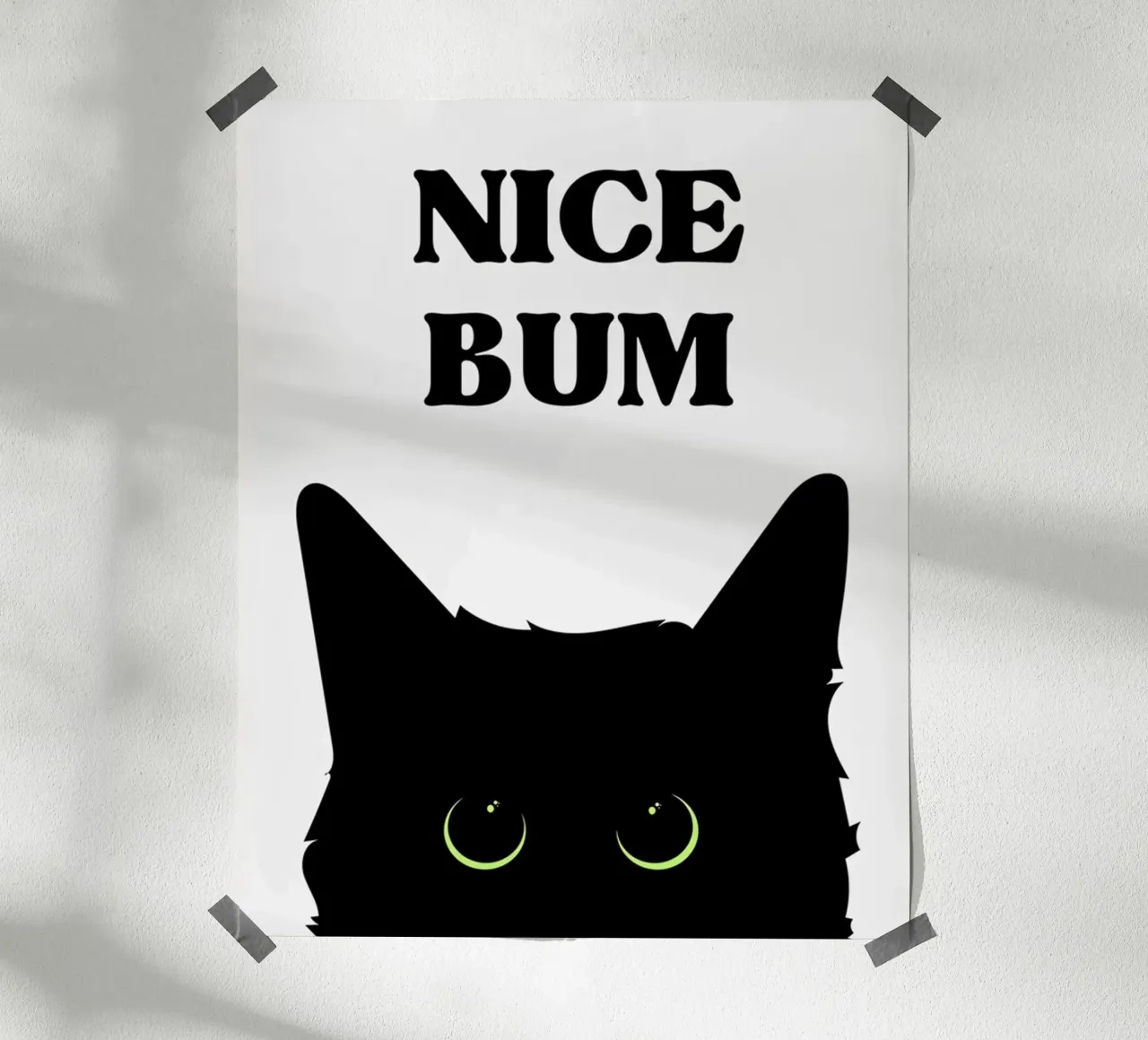 Gatto nero retrò poster con telaio in alluminio da animals_studio