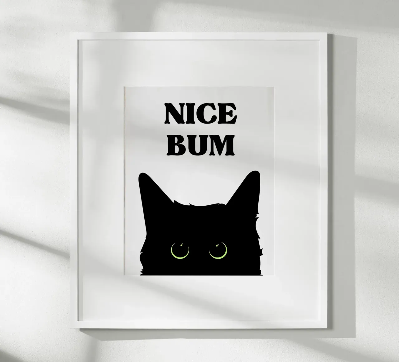 Gatto nero retrò poster con telaio in alluminio da animals_studio