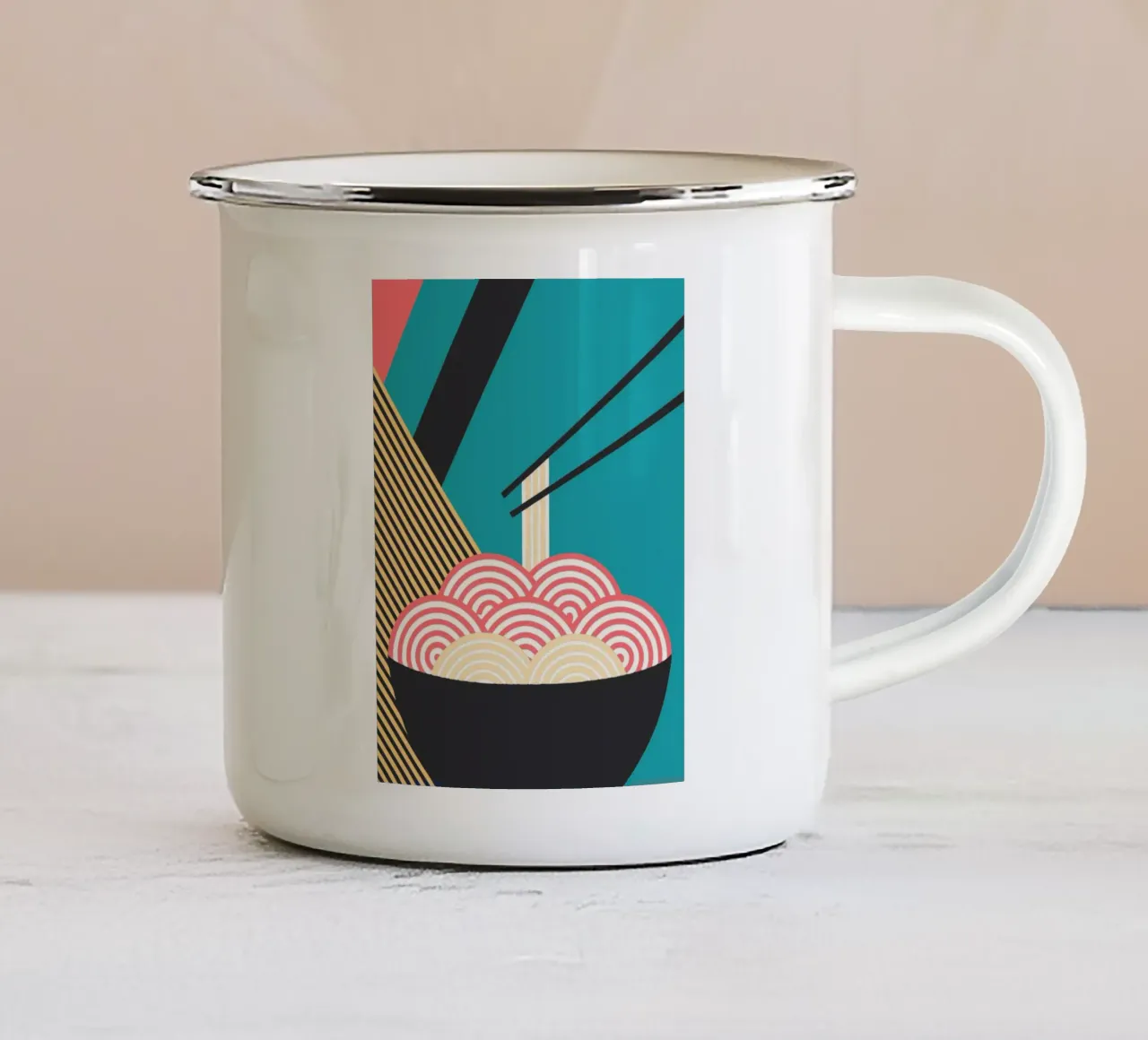 immaginazione vettoriale di noodle tazza in smalto da kamilaze