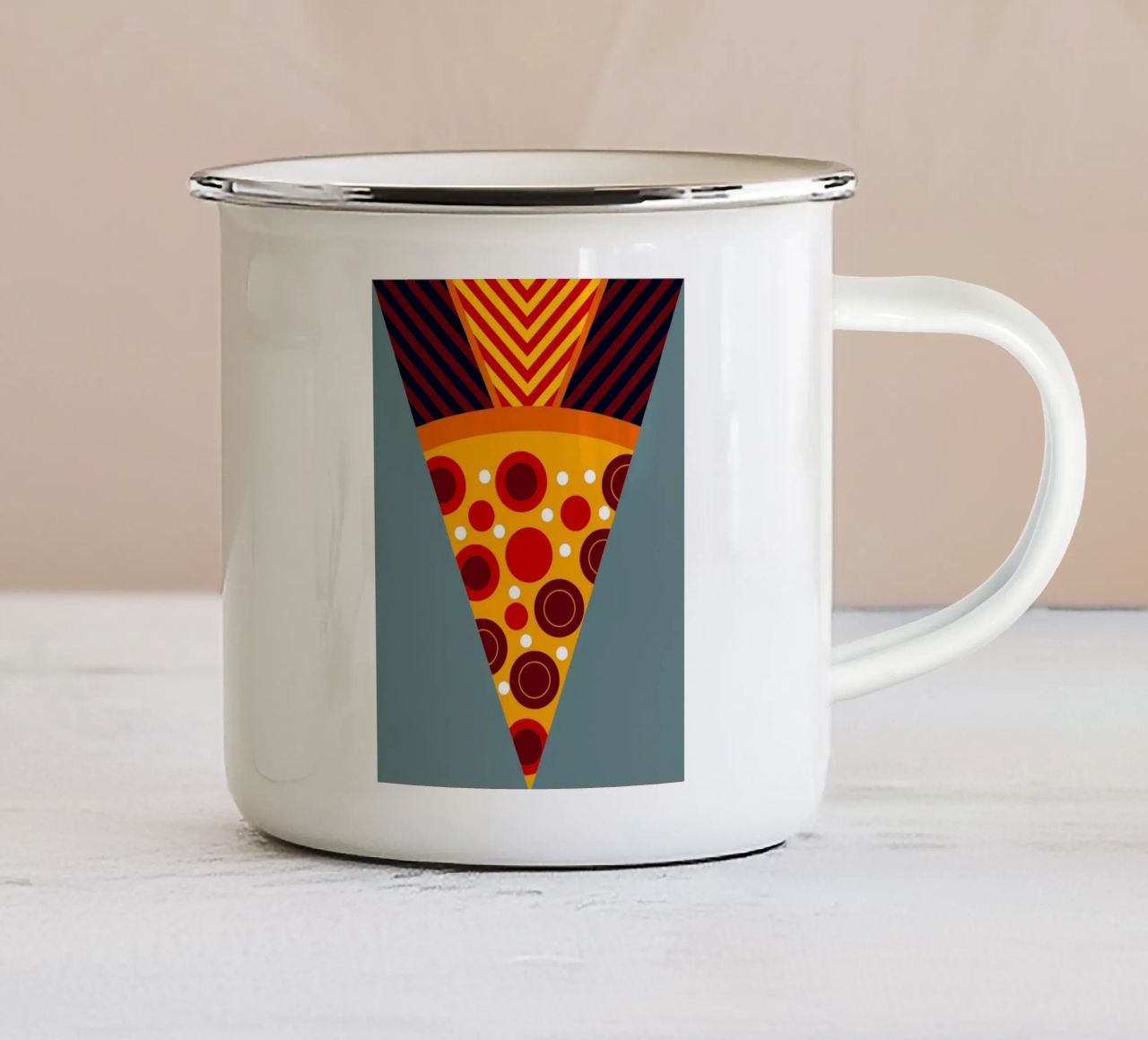 pizza ilustration tazza in smalto da kamilaze