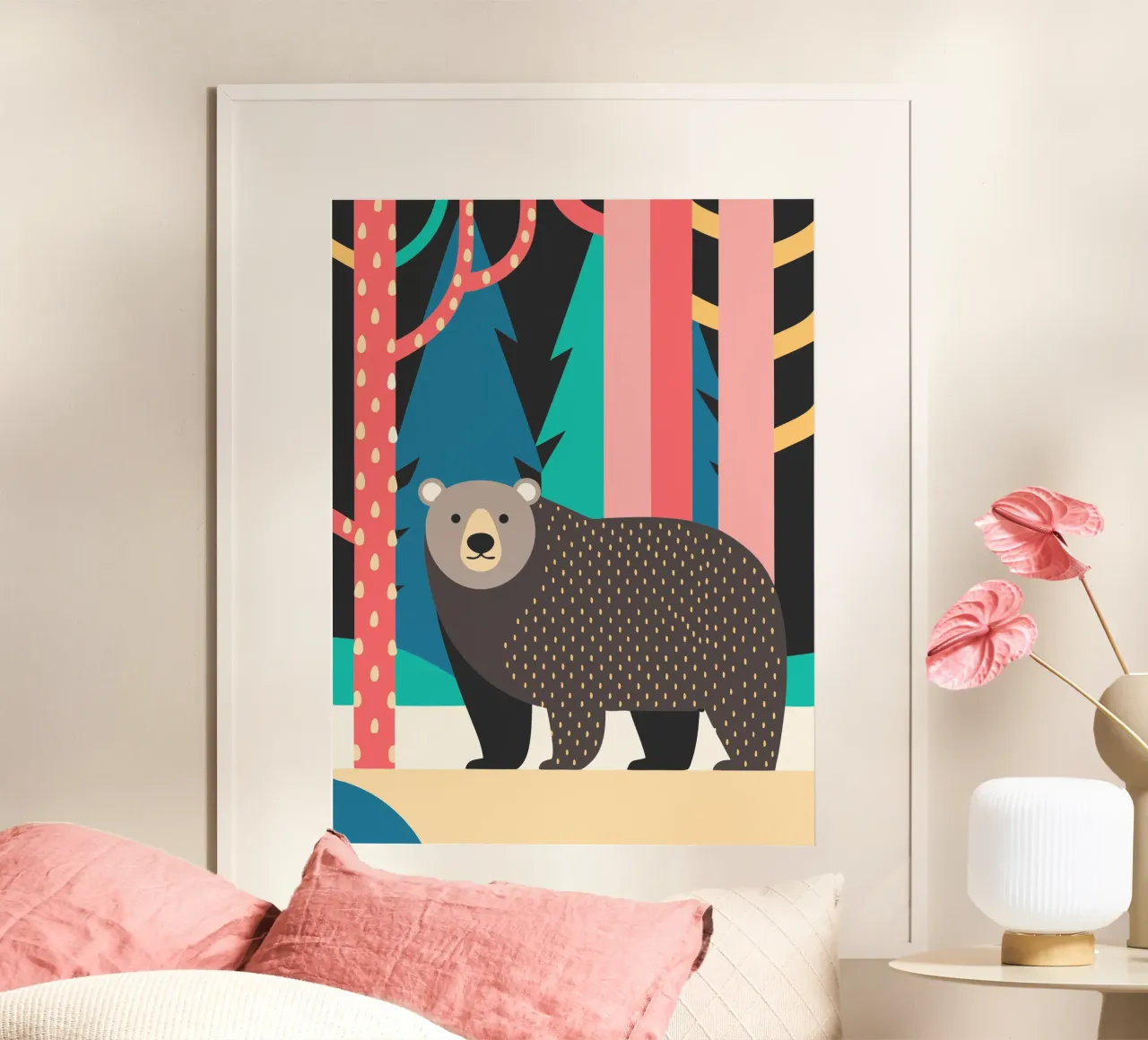 orso fantasia vettoriale poster con telaio in plastica da kamilaze