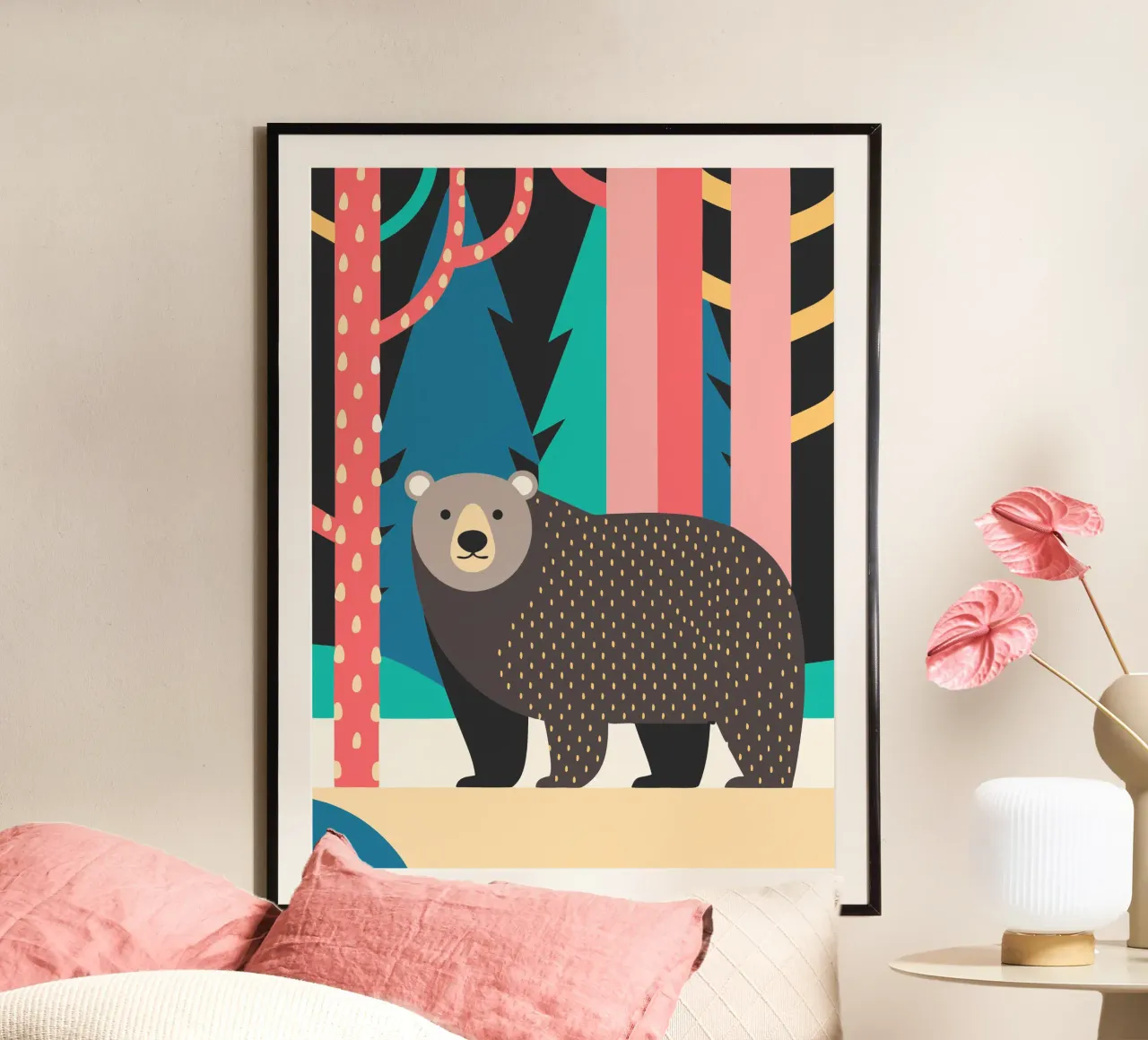 orso fantasia vettoriale poster con telaio in plastica da kamilaze