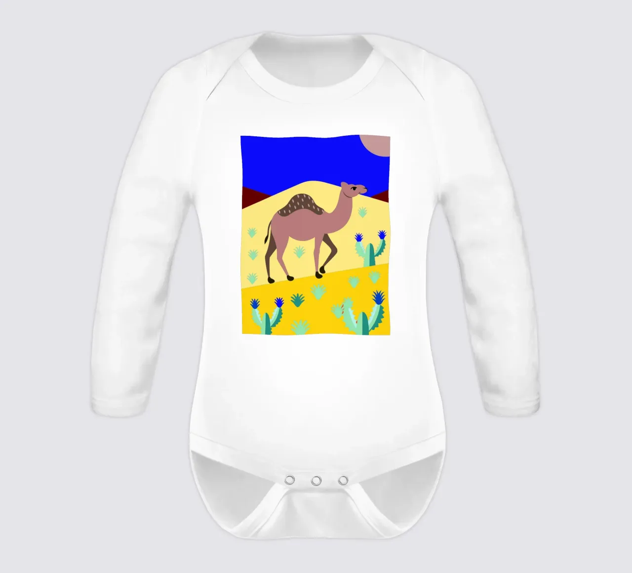 camel vector art ilustration long-sleeve baby romper by kamilaze