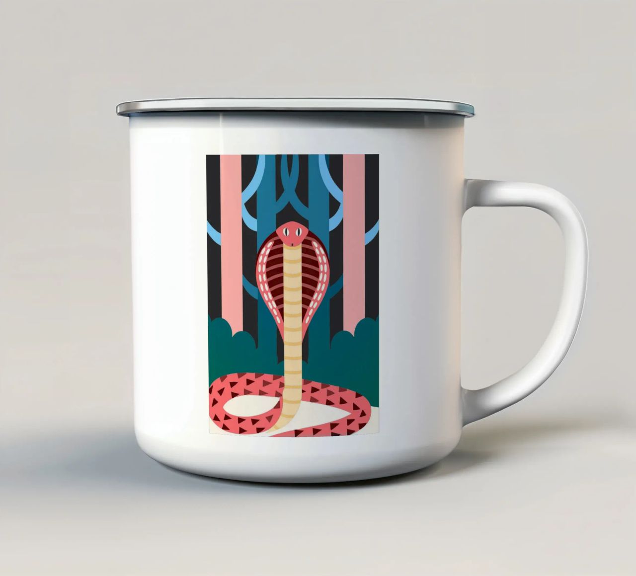 serpente cobra illustrazione vettoriale tazza in smalto da kamilaze