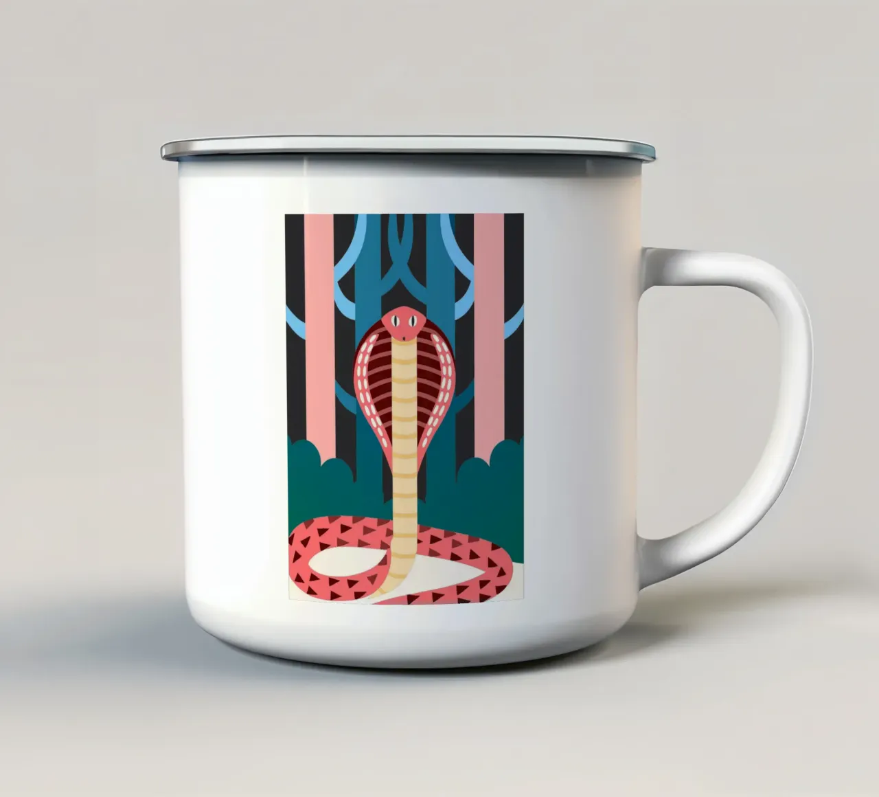 cobra serpiente ilustración vectorial taza de esmalte de kamilaze