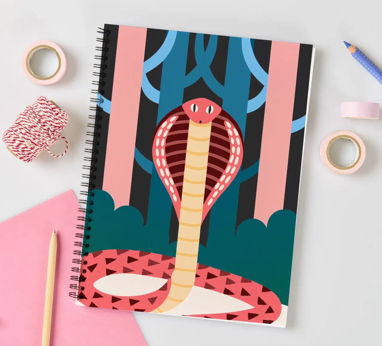 cobra snake vector ilustration spiral notebook by kamilaze