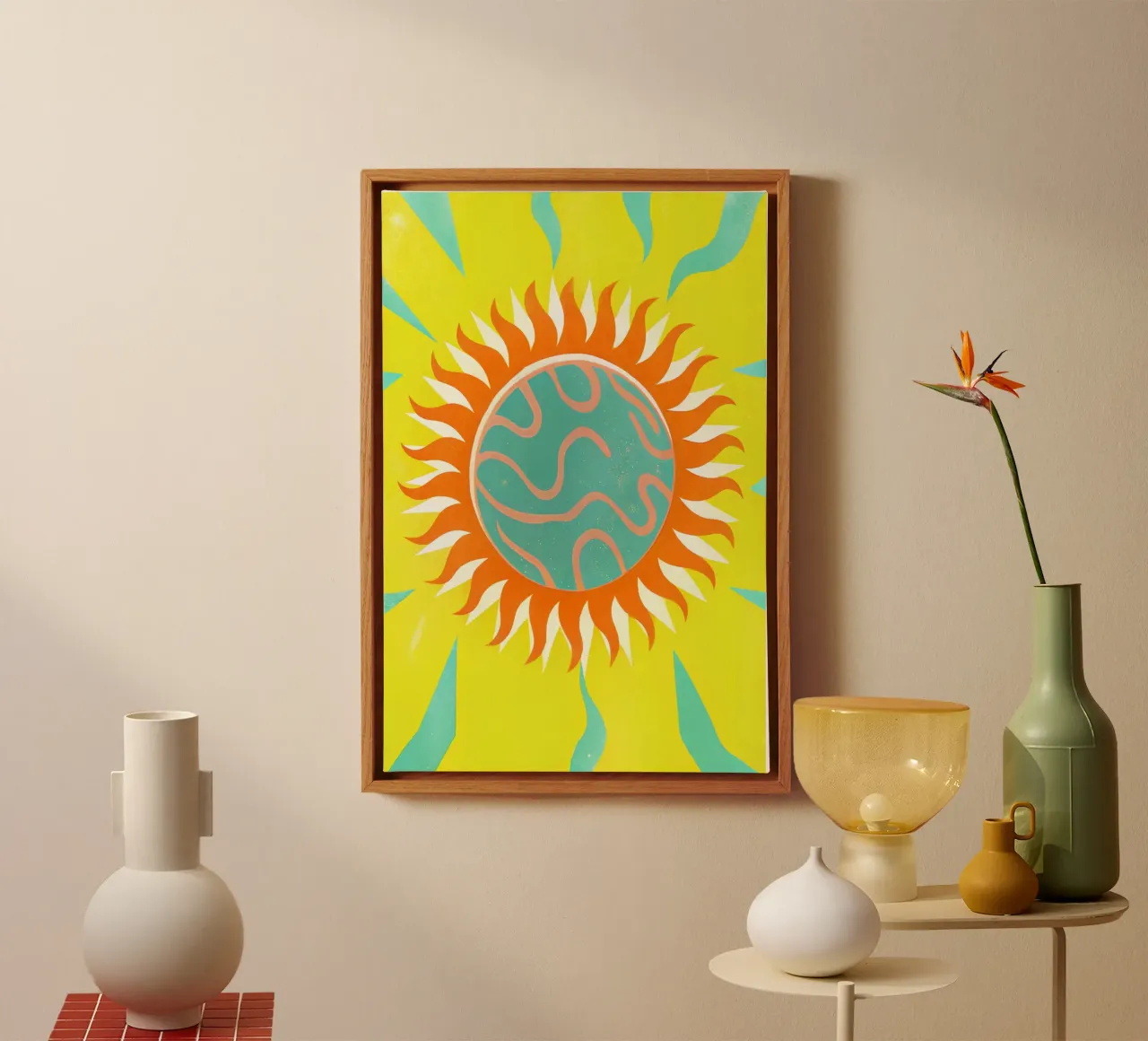 hete zon vectorillustratie canvas met Baklijst van kamilaze