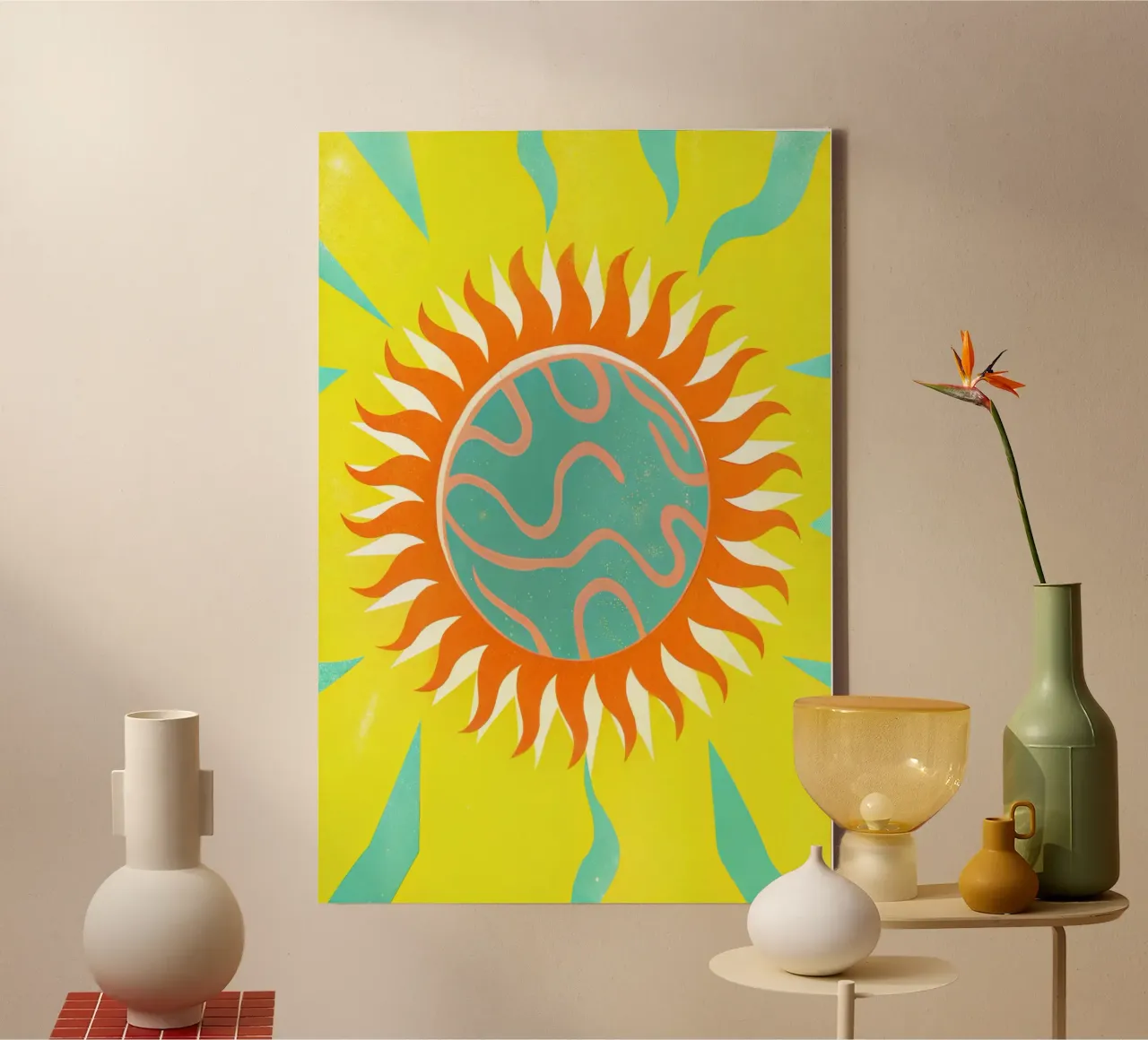 hete zon vectorillustratie canvas met Baklijst van kamilaze
