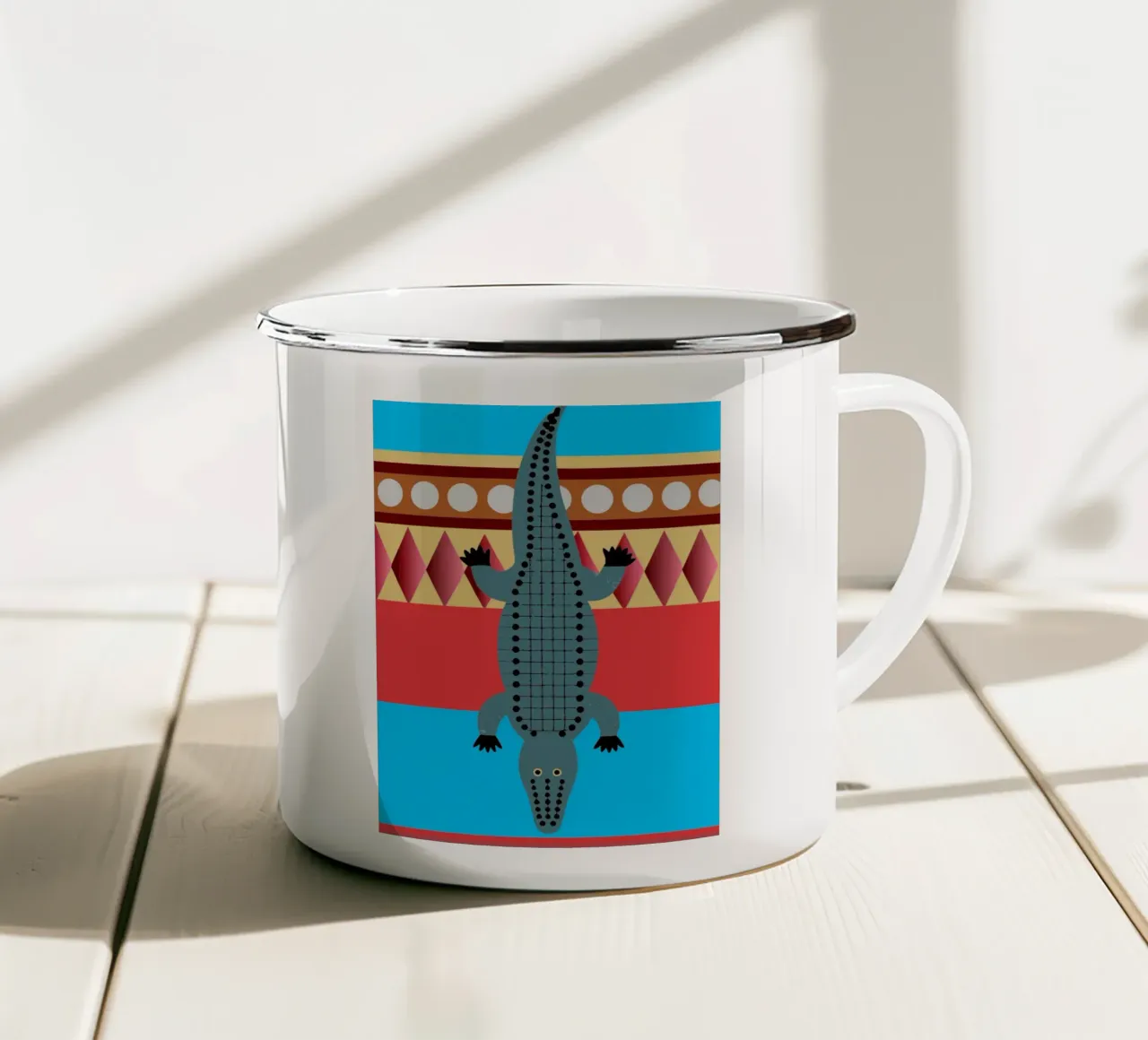 cocodrilo vector imaginación taza de esmalte de kamilaze