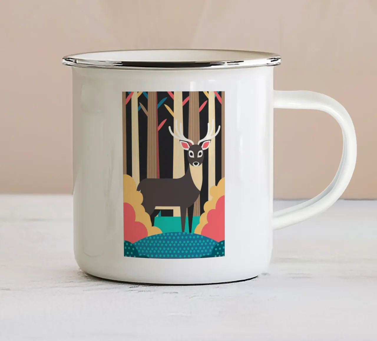cervo illustrazione vettoriale tazza in smalto da kamilaze