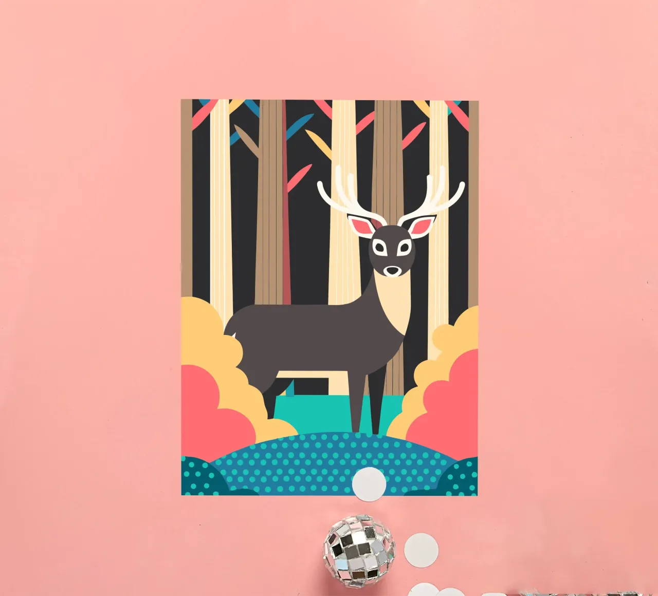 ilustración vectorial de un ciervo pegatina de kamilaze
