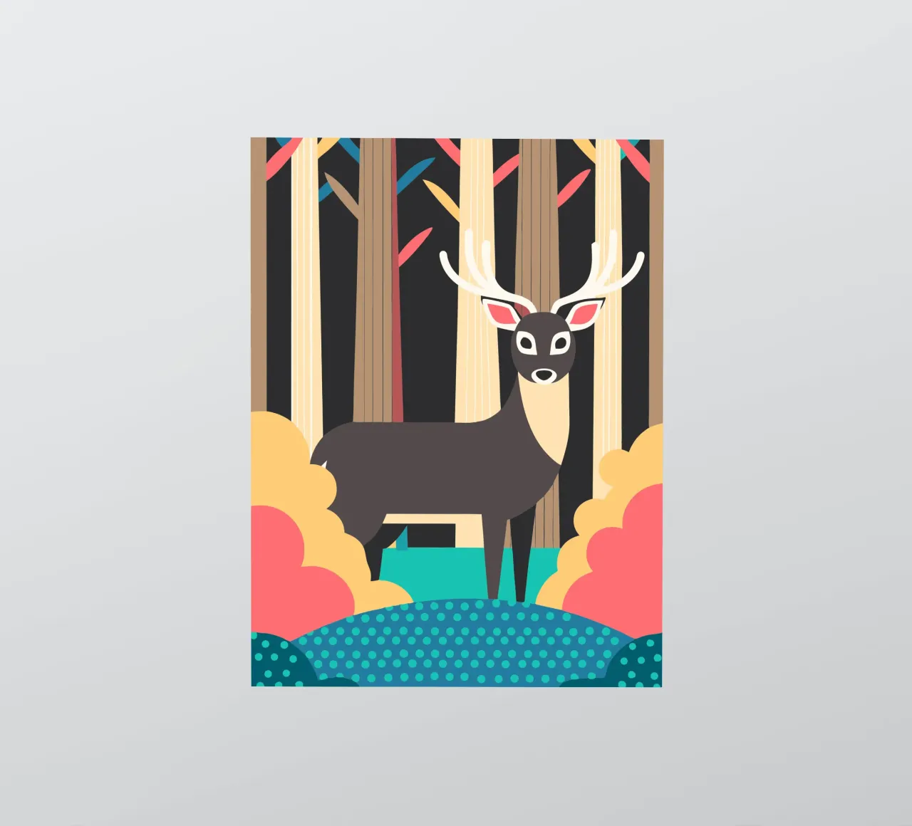 ilustración vectorial de un ciervo pegatina de kamilaze