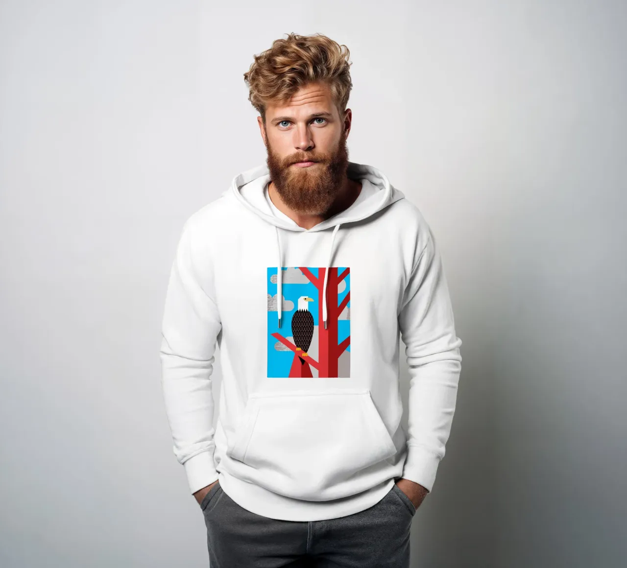 aquila stile retrò ilustrazione vettoriale felpa con cappuccio da kamilaze