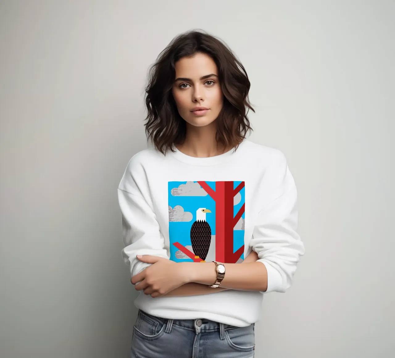 águila estilo retro ilustración vectorial sudadera de kamilaze