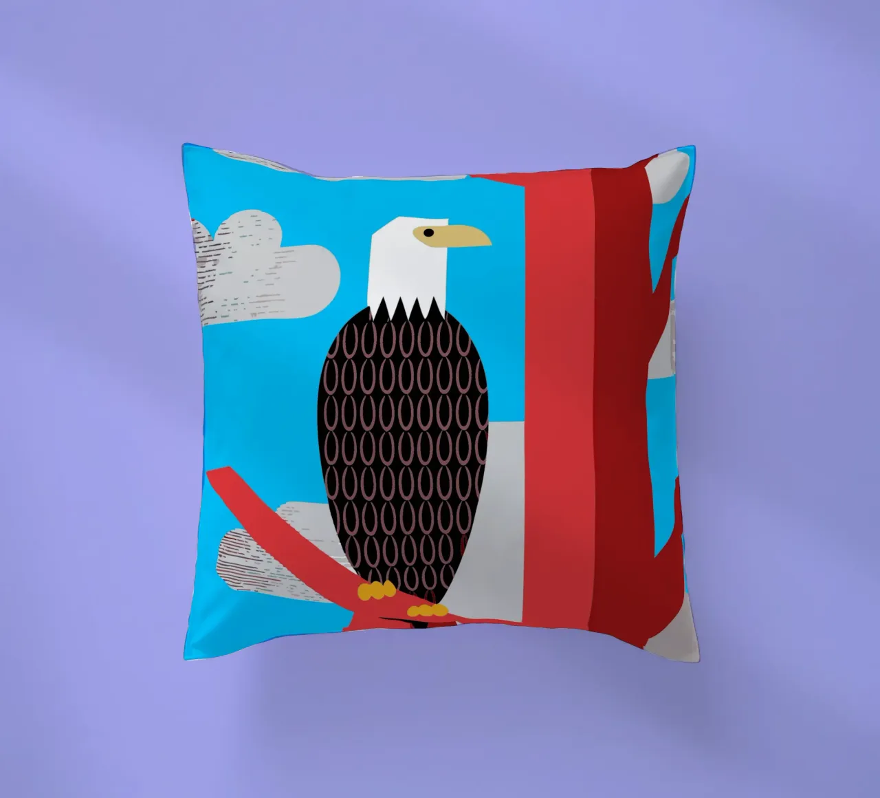 aquila stile retrò ilustrazione vettoriale cuscino da kamilaze