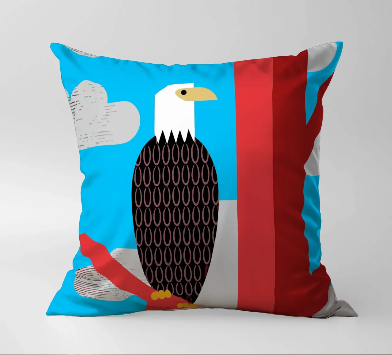 aquila stile retrò ilustrazione vettoriale cuscino da kamilaze