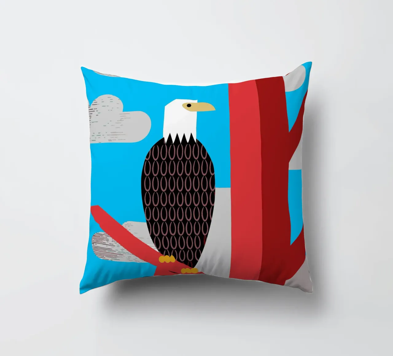 aquila stile retrò ilustrazione vettoriale cuscino da kamilaze