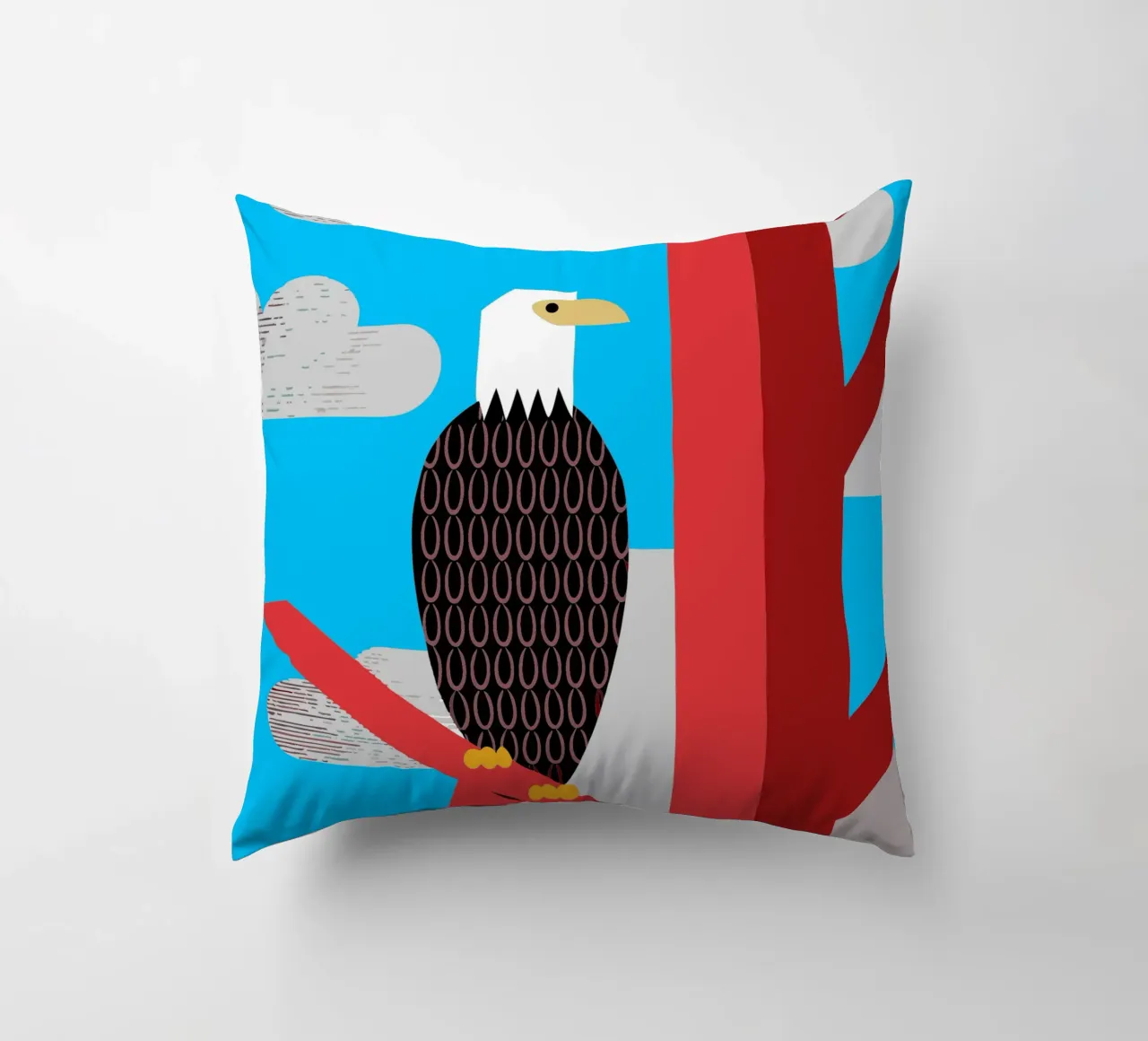 aquila stile retrò ilustrazione vettoriale cuscino da kamilaze