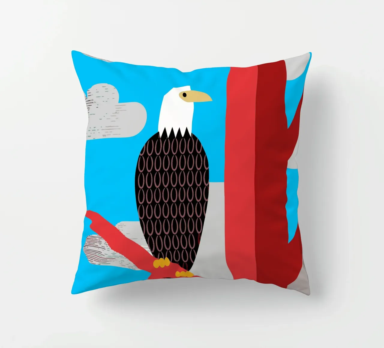 aquila stile retrò ilustrazione vettoriale cuscino da kamilaze