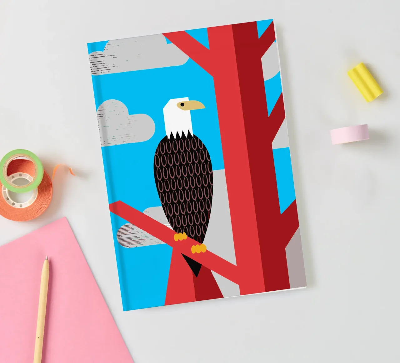 eagle retro style vector ilustration notebook by kamilaze