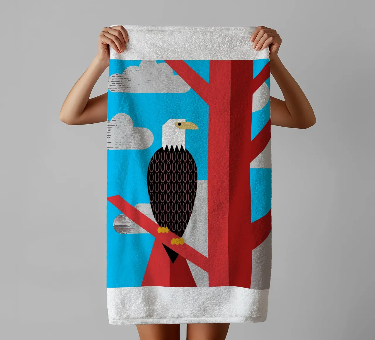 eagle retro style vector ilustration towel by kamilaze